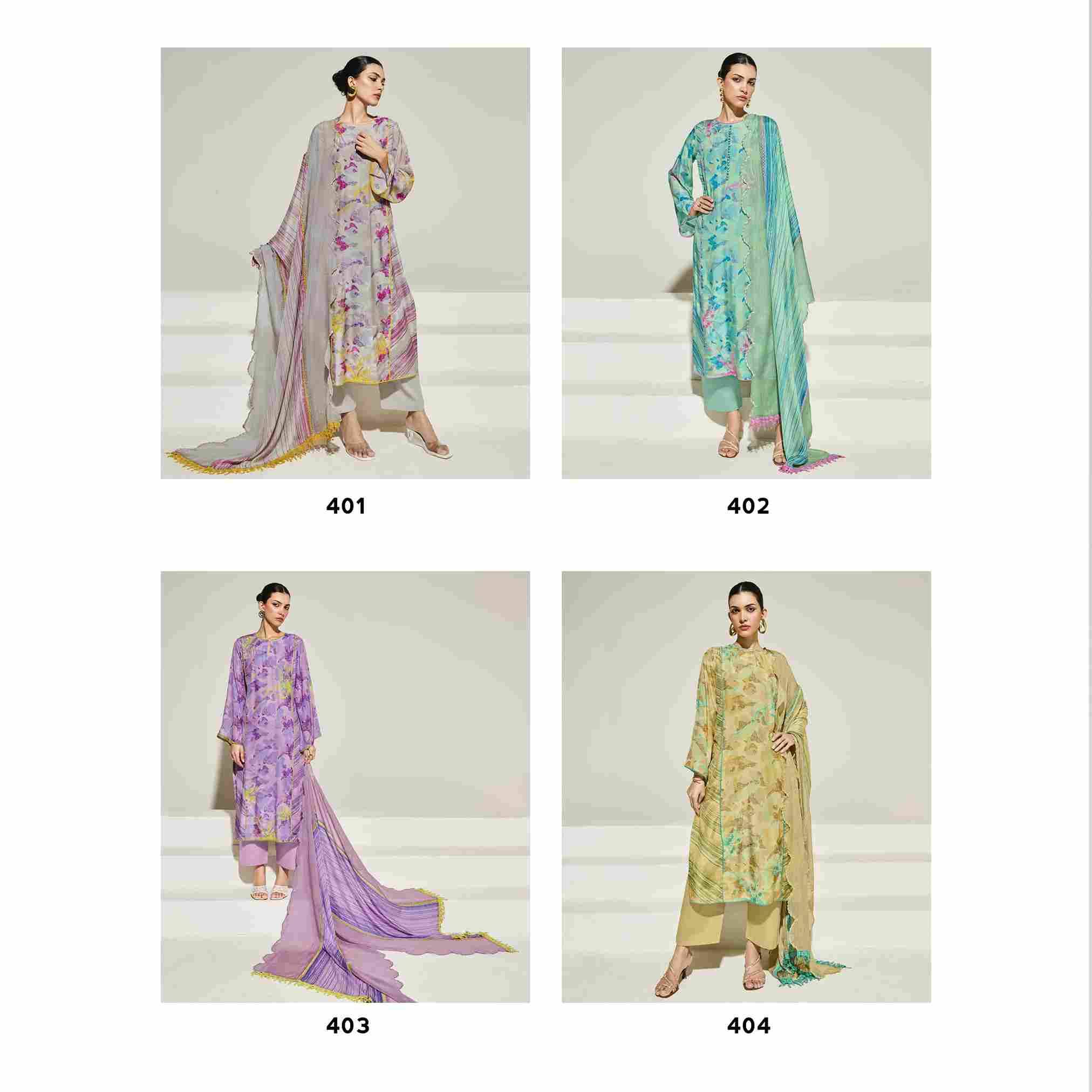 Starry By Sohni 401 To 404 Series Beautiful Suits Colorful Stylish Fancy Casual Wear & Ethnic Wear Pure Muslin Dresses At Wholesale Price