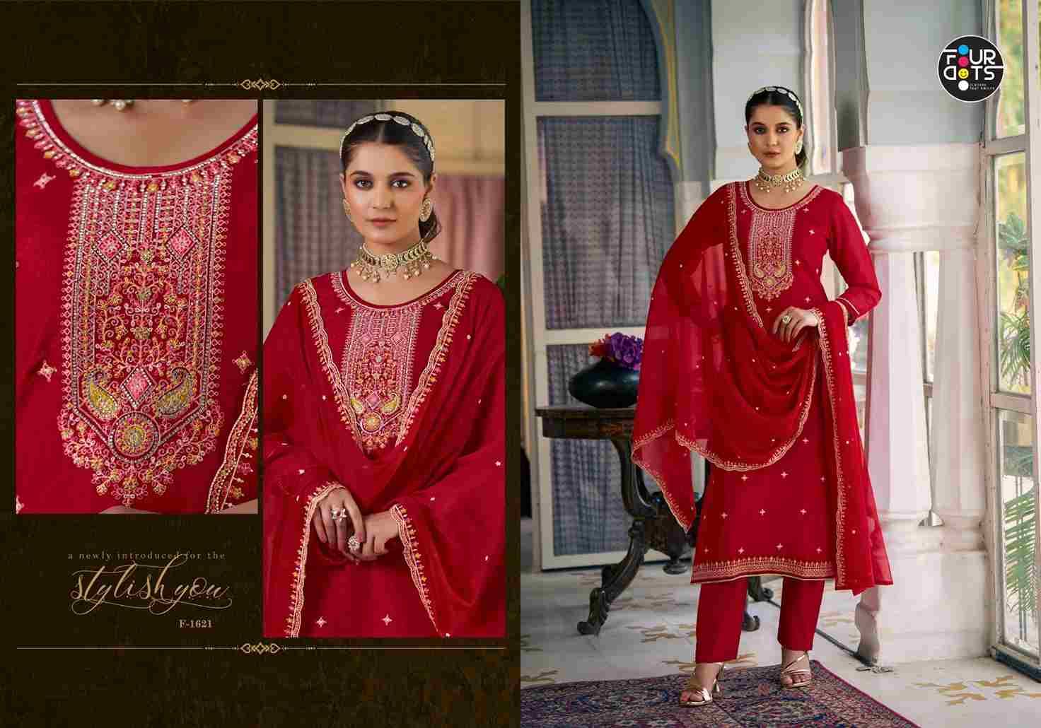 Madiha By Four Dots 1621 To 1624 Series Designer Stylish Fancy Colorful Beautiful Party Wear & Ethnic Wear Collection Chinnon Silk Dresses At Wholesale Price