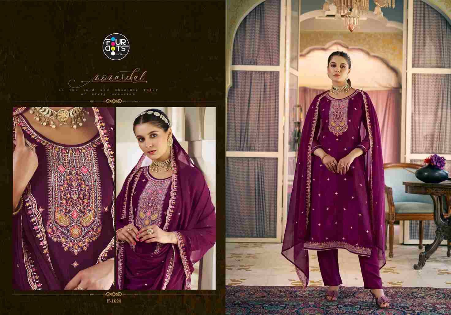 Madiha By Four Dots 1621 To 1624 Series Designer Stylish Fancy Colorful Beautiful Party Wear & Ethnic Wear Collection Chinnon Silk Dresses At Wholesale Price