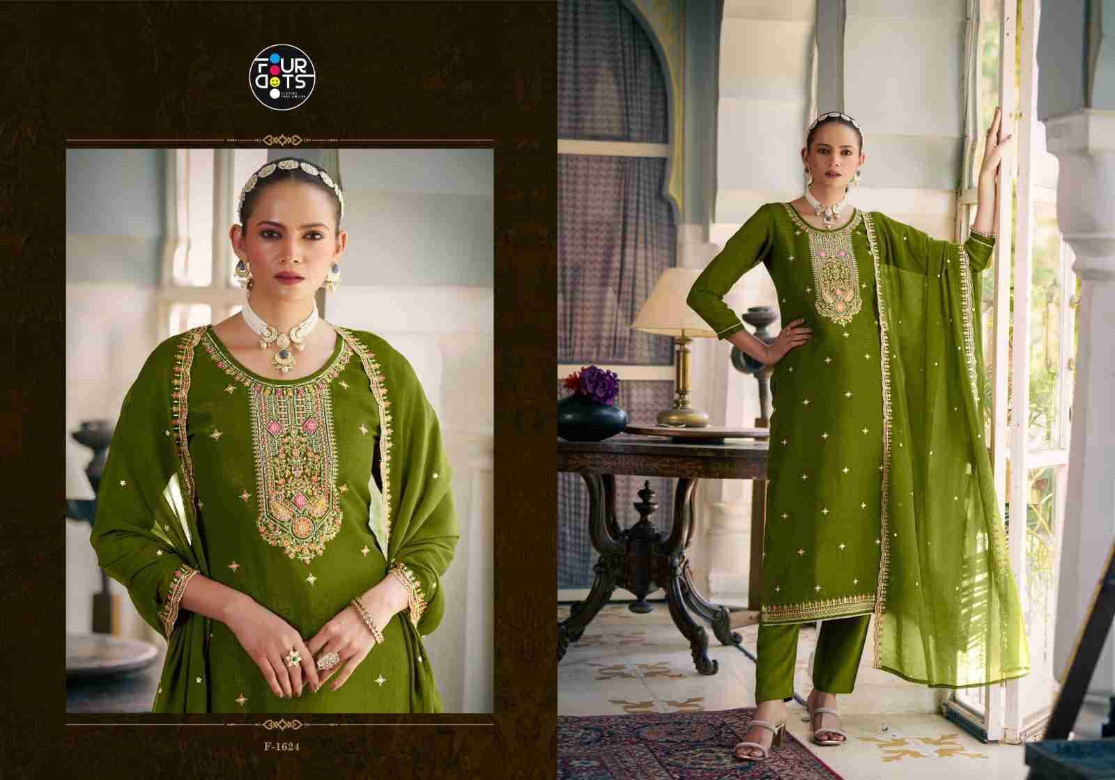 Madiha By Four Dots 1621 To 1624 Series Designer Stylish Fancy Colorful Beautiful Party Wear & Ethnic Wear Collection Chinnon Silk Dresses At Wholesale Price
