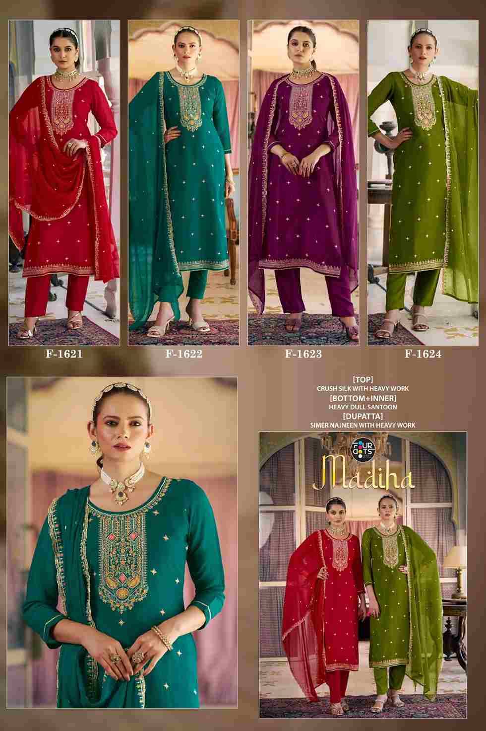 Madiha By Four Dots 1621 To 1624 Series Designer Stylish Fancy Colorful Beautiful Party Wear & Ethnic Wear Collection Chinnon Silk Dresses At Wholesale Price