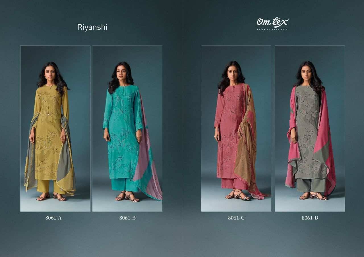 Riyanshi By Om Tex 8061-A To 8061-D Series Beautiful Festive Suits Colorful Stylish Fancy Casual Wear & Ethnic Wear Silk Print With Work Dresses At Wholesale Price
