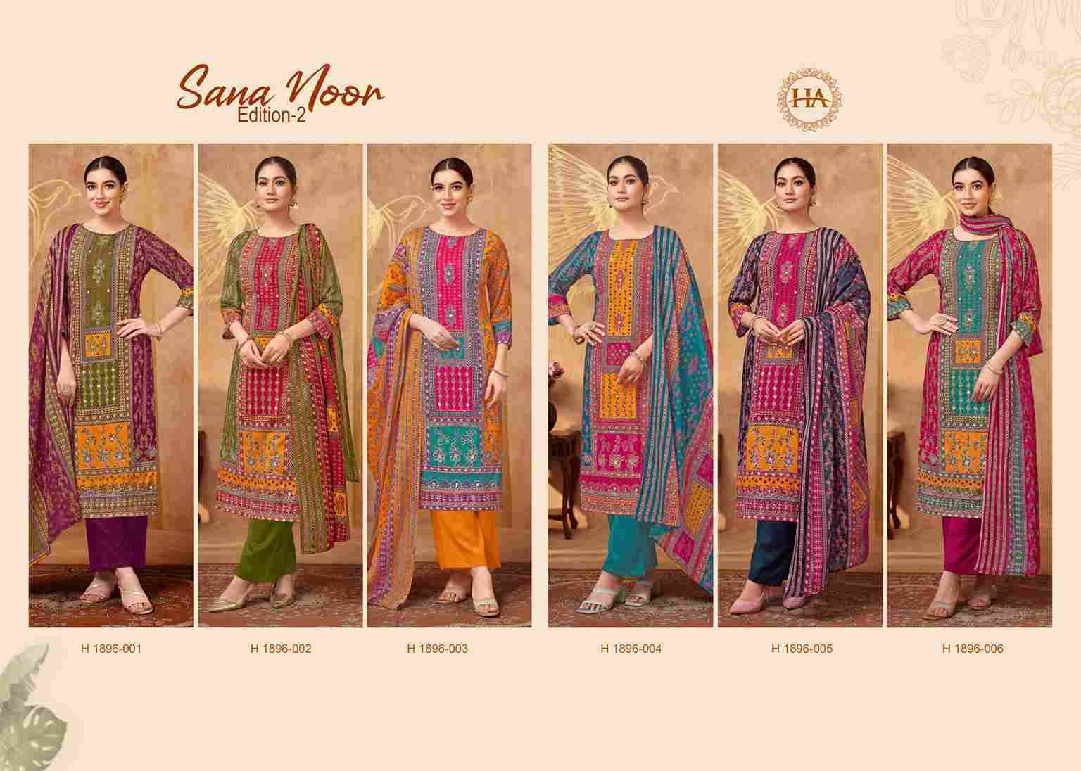 Sana Noor Vol-2 By Harshit Fashion Hub 1896-001 To 1896-006 Series Beautiful Festive Suits Stylish Fancy Colorful Casual Wear & Ethnic Wear Pure Viscose Rayon Dresses At Wholesale Price