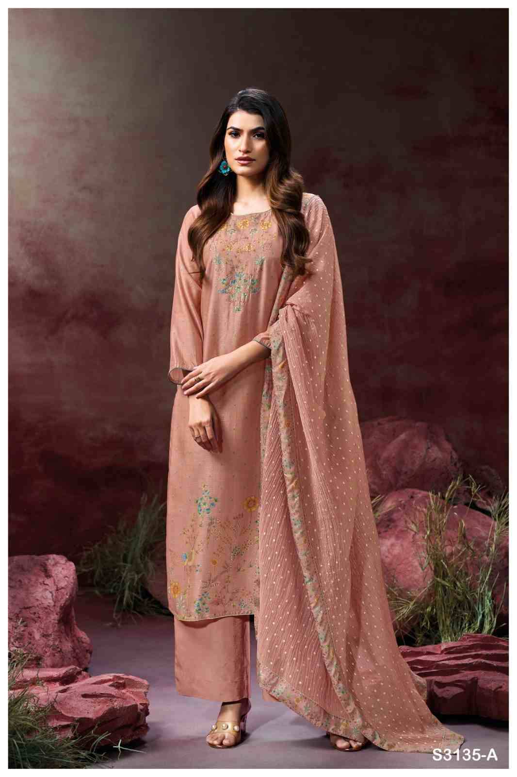 Berkley-3135 By Ganga Fashion 3135-A To 3135-D Series Beautiful Festive Suits Colorful Stylish Fancy Casual Wear & Ethnic Wear Pure Bemberg Silk Dresses At Wholesale Price