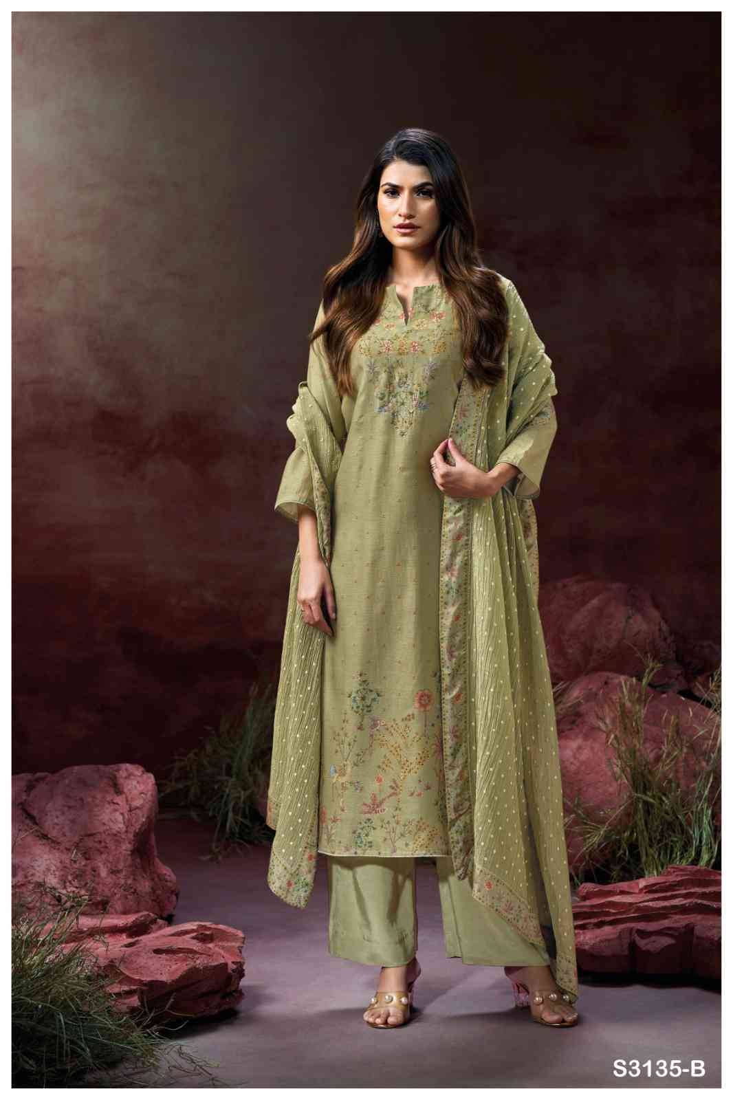Berkley-3135 By Ganga Fashion 3135-A To 3135-D Series Beautiful Festive Suits Colorful Stylish Fancy Casual Wear & Ethnic Wear Pure Bemberg Silk Dresses At Wholesale Price