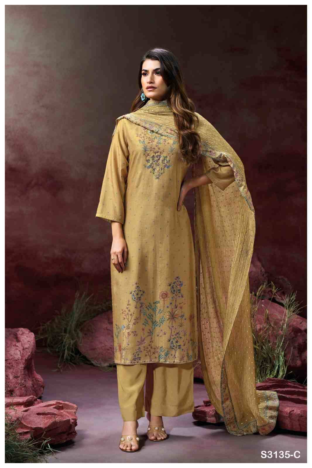 Berkley-3135 By Ganga Fashion 3135-A To 3135-D Series Beautiful Festive Suits Colorful Stylish Fancy Casual Wear & Ethnic Wear Pure Bemberg Silk Dresses At Wholesale Price