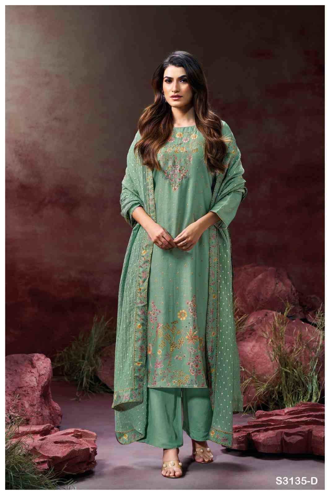 Berkley-3135 By Ganga Fashion 3135-A To 3135-D Series Beautiful Festive Suits Colorful Stylish Fancy Casual Wear & Ethnic Wear Pure Bemberg Silk Dresses At Wholesale Price
