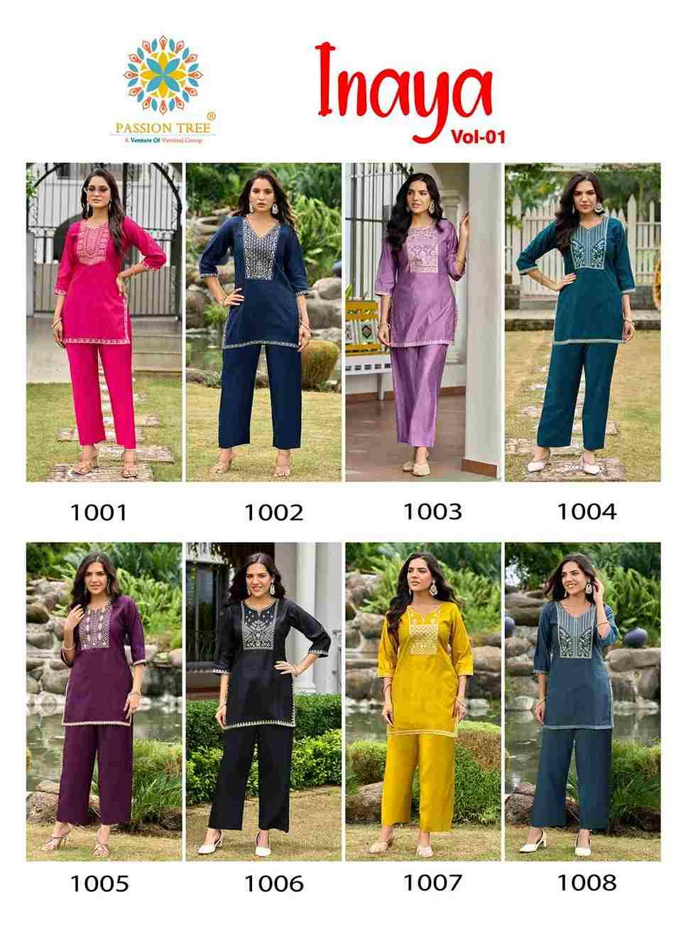Inaya Vol-1 By Passion Tree 1001 To 1008 Series Designer Stylish Fancy Colorful Beautiful Party Wear & Ethnic Wear Collection Viscose Silk Co-Ord At Wholesale Price