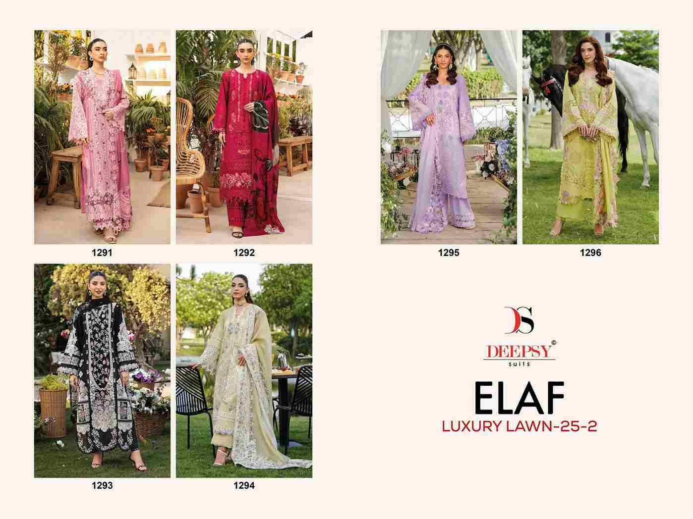 Elaf Luxury Lawn-25 Vol-2 By Deepsy Suits 1291 To 1296 Series Designer Pakistani Suits Beautiful Fancy Stylish Colorful Party Wear & Occasional Wear Pure Cotton Dresses At Wholesale Price