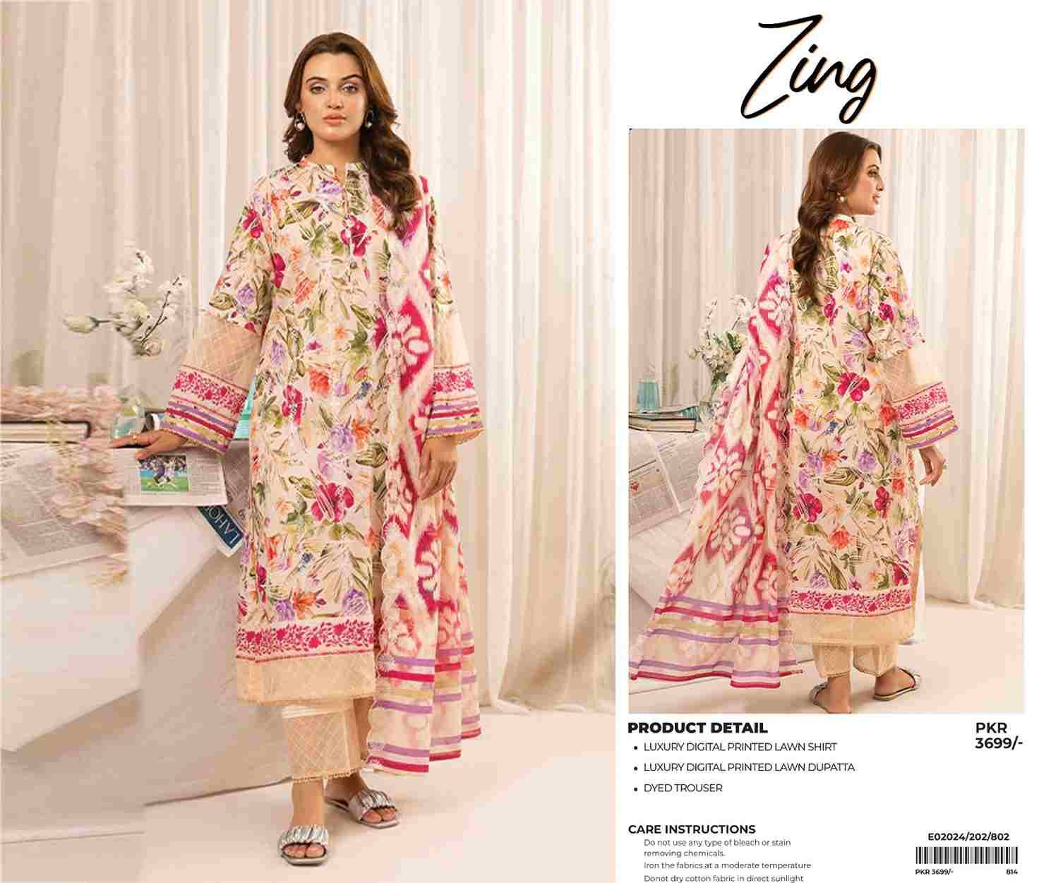 Original Pakistani Zing By Fashid Wholesale 101 To 112 Series Beautiful Pakistani Suits Colorful Stylish Fancy Casual Wear & Ethnic Wear Lawn Prints Dresses At Wholesale Price