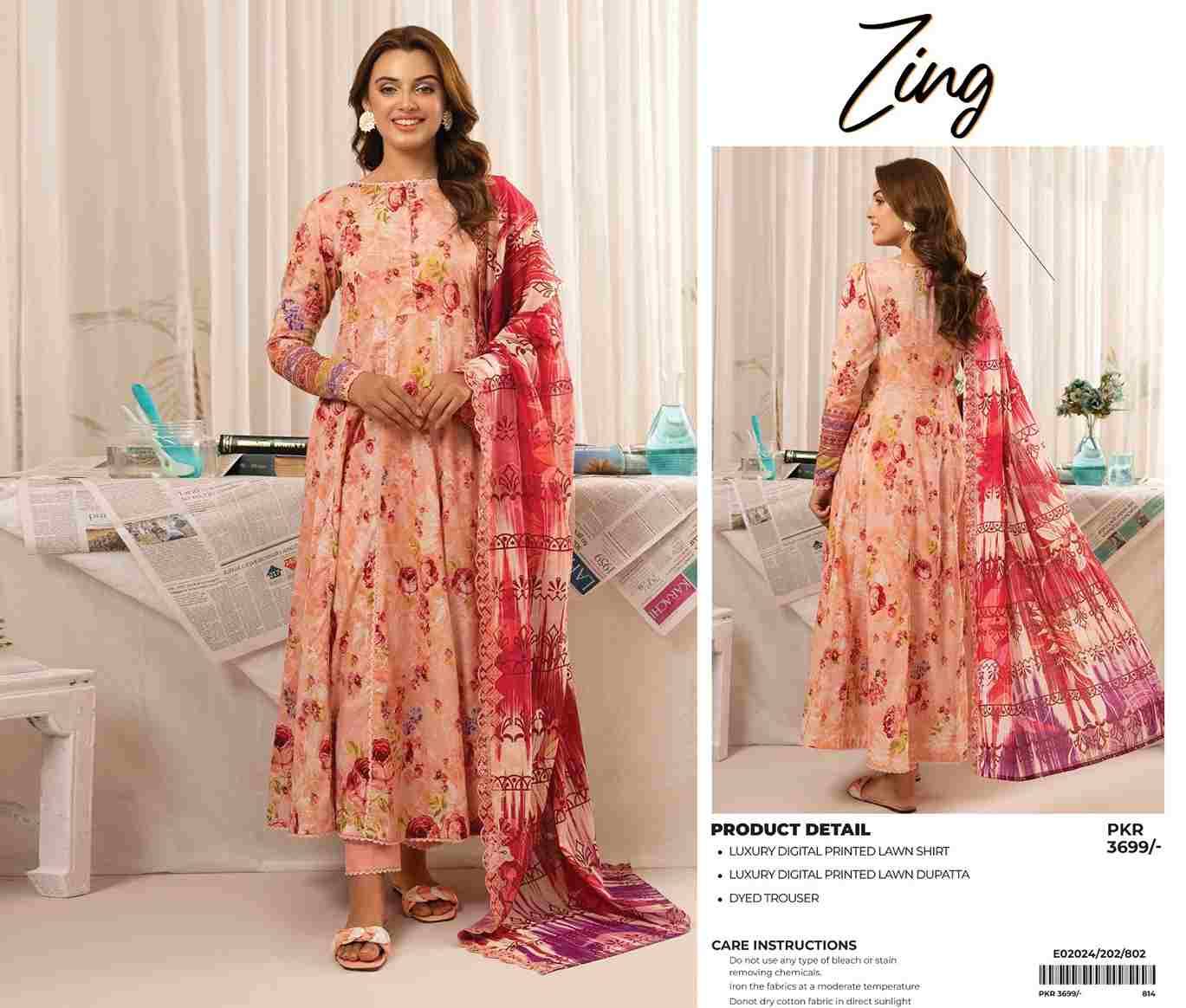 Original Pakistani Zing By Fashid Wholesale 101 To 112 Series Beautiful Pakistani Suits Colorful Stylish Fancy Casual Wear & Ethnic Wear Lawn Prints Dresses At Wholesale Price