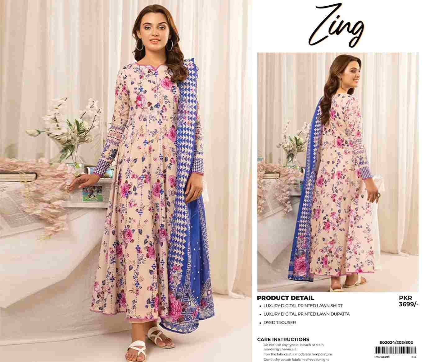 Original Pakistani Zing By Fashid Wholesale 101 To 112 Series Beautiful Pakistani Suits Colorful Stylish Fancy Casual Wear & Ethnic Wear Lawn Prints Dresses At Wholesale Price