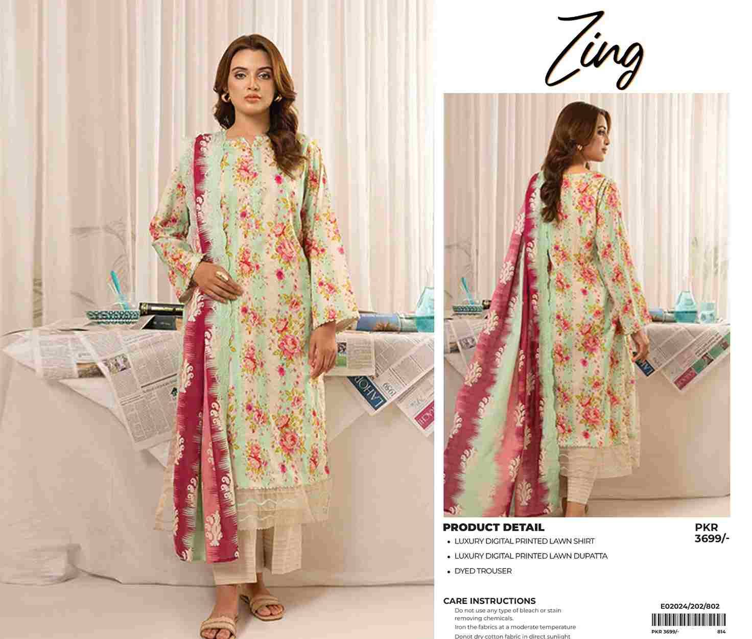 Original Pakistani Zing By Fashid Wholesale 101 To 112 Series Beautiful Pakistani Suits Colorful Stylish Fancy Casual Wear & Ethnic Wear Lawn Prints Dresses At Wholesale Price