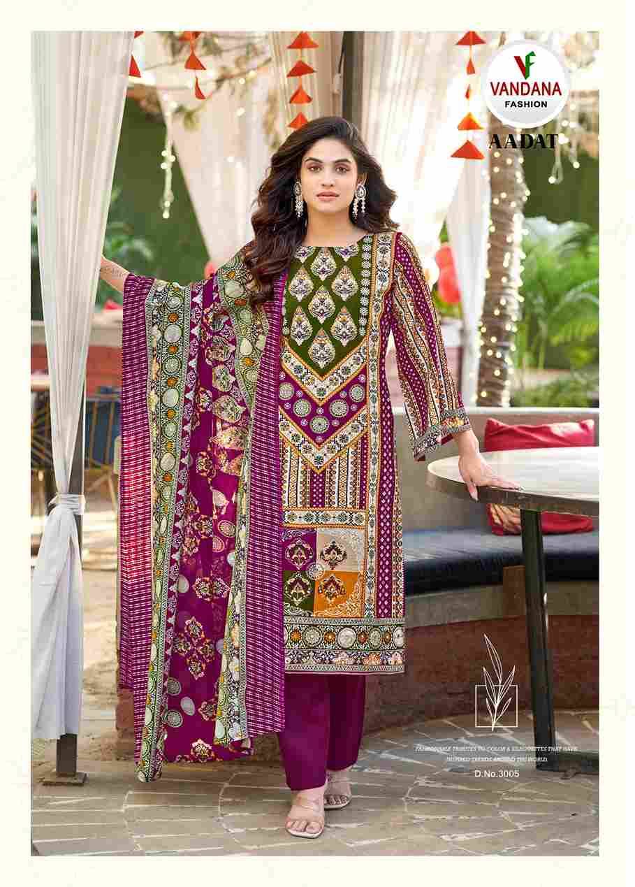 Aadat Vol-3 By Vandana Fashion 3001 To 3006 Series Beautiful Festive Suits Stylish Fancy Colorful Casual Wear & Ethnic Wear Viscose Rayon Print Dresses At Wholesale Price