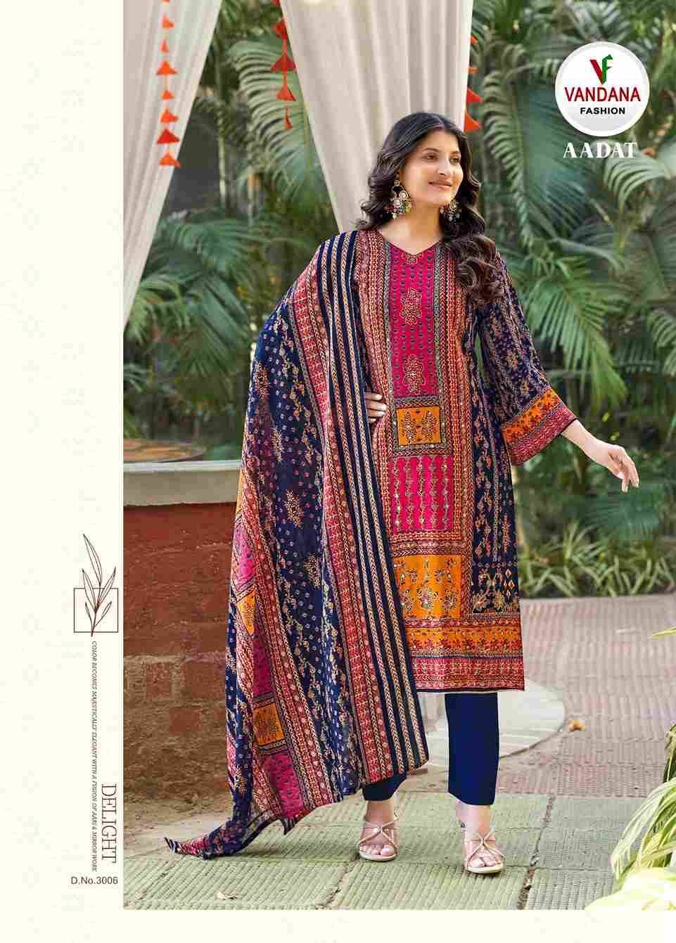 Aadat Vol-3 By Vandana Fashion 3001 To 3006 Series Beautiful Festive Suits Stylish Fancy Colorful Casual Wear & Ethnic Wear Viscose Rayon Print Dresses At Wholesale Price