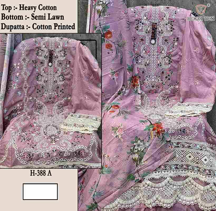Hoor Tex Hit Design H-388 Colours By Hoor Tex H-388-A To H-388-D Series Designer Festive Pakistani Suits Collection Beautiful Stylish Fancy Colorful Party Wear & Occasional Wear Heavy Cotton With Embroidered Dresses At Wholesale Price