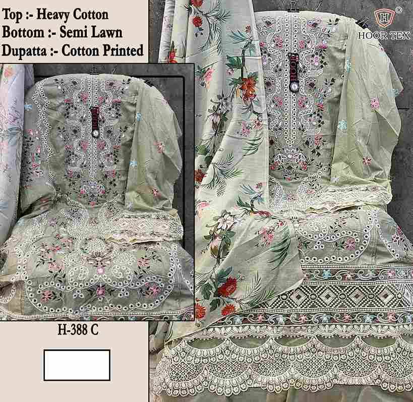 Hoor Tex Hit Design H-388 Colours By Hoor Tex H-388-A To H-388-D Series Designer Festive Pakistani Suits Collection Beautiful Stylish Fancy Colorful Party Wear & Occasional Wear Heavy Cotton With Embroidered Dresses At Wholesale Price