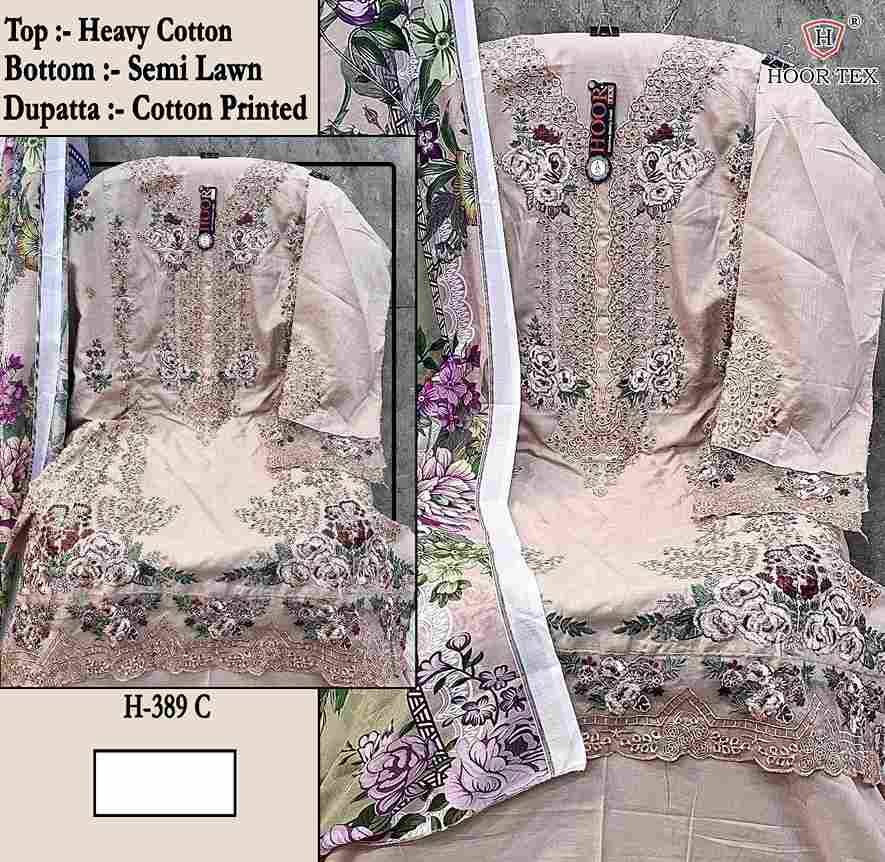 Hoor Tex Hit Design H-389 Colours By Hoor Tex H-389-A To H-389-D Series Designer Festive Pakistani Suits Collection Beautiful Stylish Fancy Colorful Party Wear & Occasional Wear Heavy Cotton With Embroidered Dresses At Wholesale Price