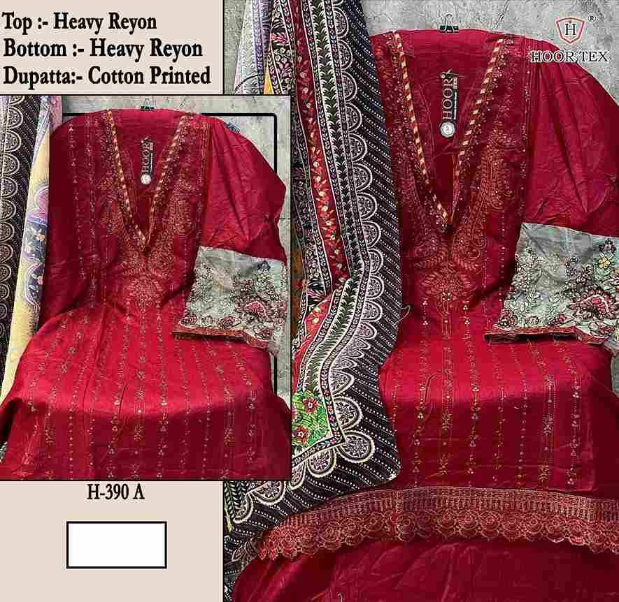 Hoor Tex Hit Design H-390 Colours By Hoor Tex H-390-A To H-390-D Series Designer Festive Pakistani Suits Collection Beautiful Stylish Fancy Colorful Party Wear & Occasional Wear Heavy Rayon With Embroidered Dresses At Wholesale Price