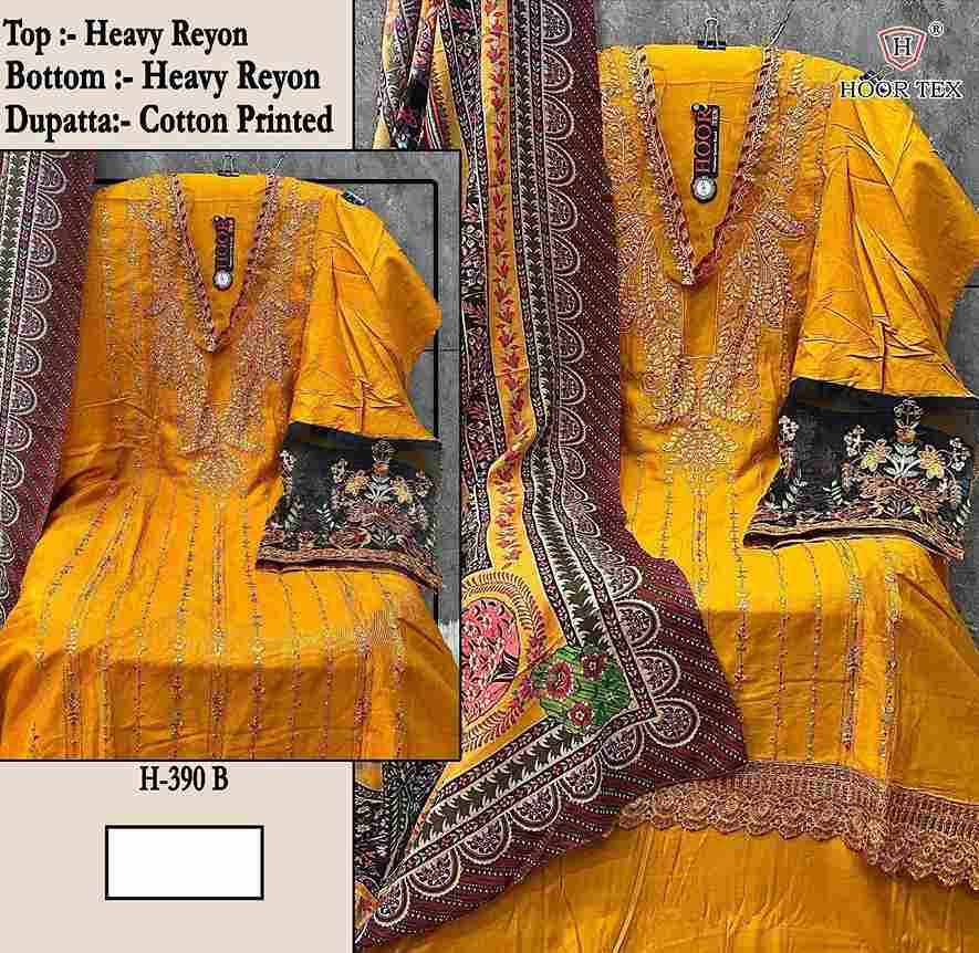 Hoor Tex Hit Design H-390 Colours By Hoor Tex H-390-A To H-390-D Series Designer Festive Pakistani Suits Collection Beautiful Stylish Fancy Colorful Party Wear & Occasional Wear Heavy Rayon With Embroidered Dresses At Wholesale Price