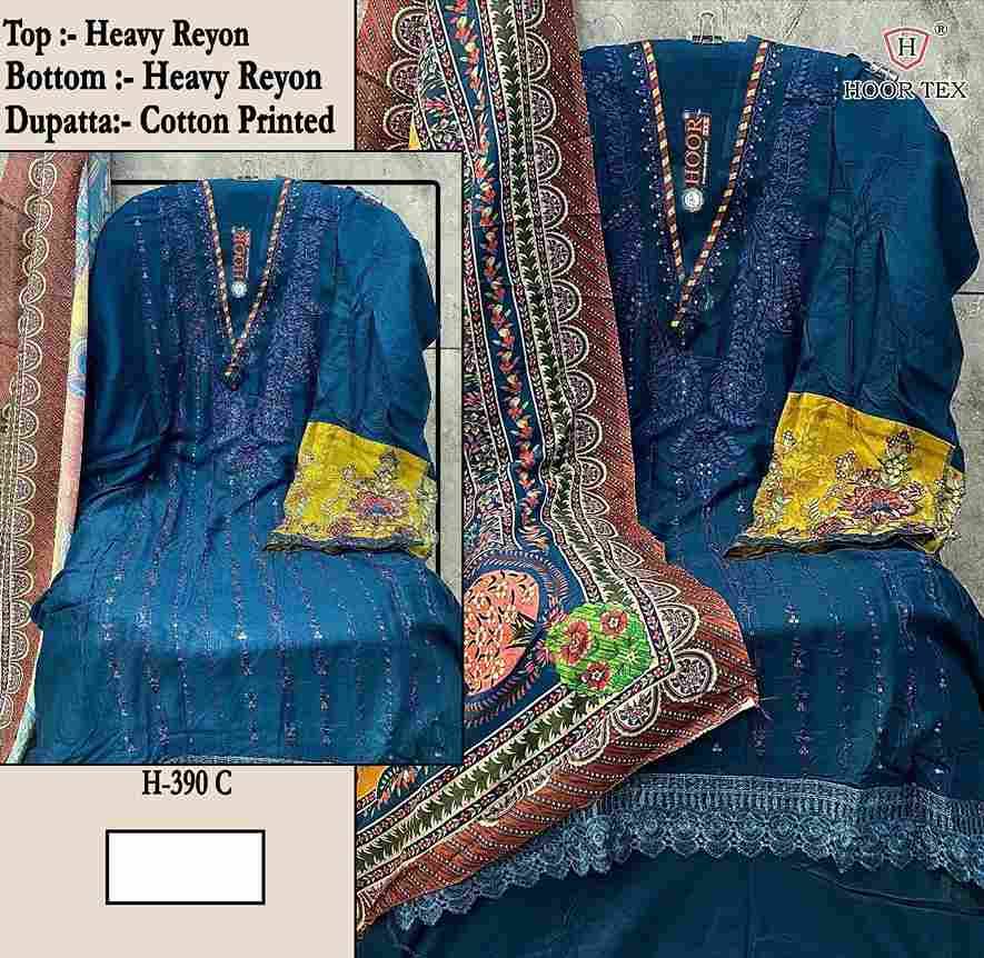 Hoor Tex Hit Design H-390 Colours By Hoor Tex H-390-A To H-390-D Series Designer Festive Pakistani Suits Collection Beautiful Stylish Fancy Colorful Party Wear & Occasional Wear Heavy Rayon With Embroidered Dresses At Wholesale Price