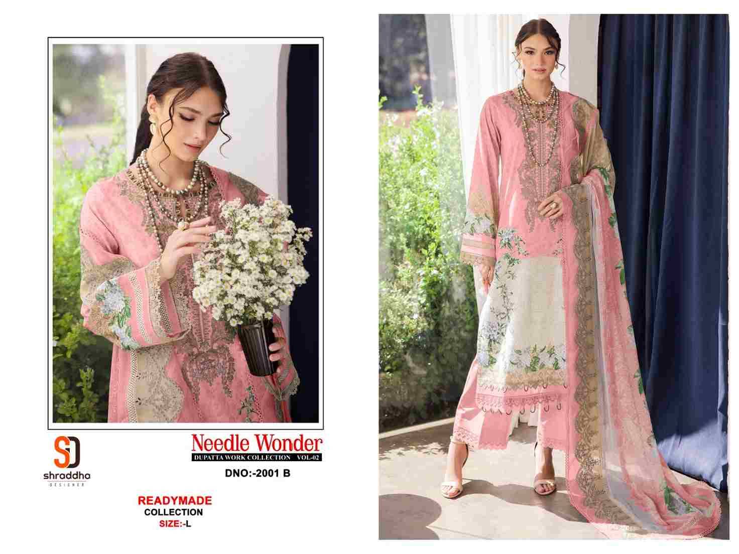 Needle Wonder Dupatta Work Collection Vol-2 By Shraddha Designer 2001-A To 2002-B Series Designer Pakistani Suits Beautiful Fancy Stylish Colorful Party Wear & Occasional Wear Pure Cotton Print With Embroidery Dresses At Wholesale Price