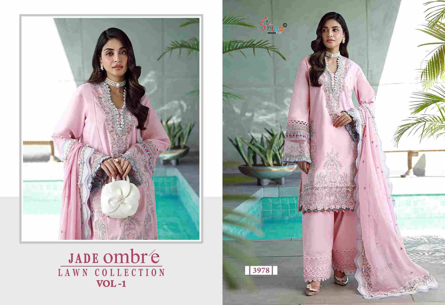 Jade Ombre Lawn Collection Vol-1 By Shree Fabs 3978 To 3981 Series Beautiful Pakistani Suits Colorful Stylish Fancy Casual Wear & Ethnic Wear Pure Cotton Embroidered Dresses At Wholesale Price