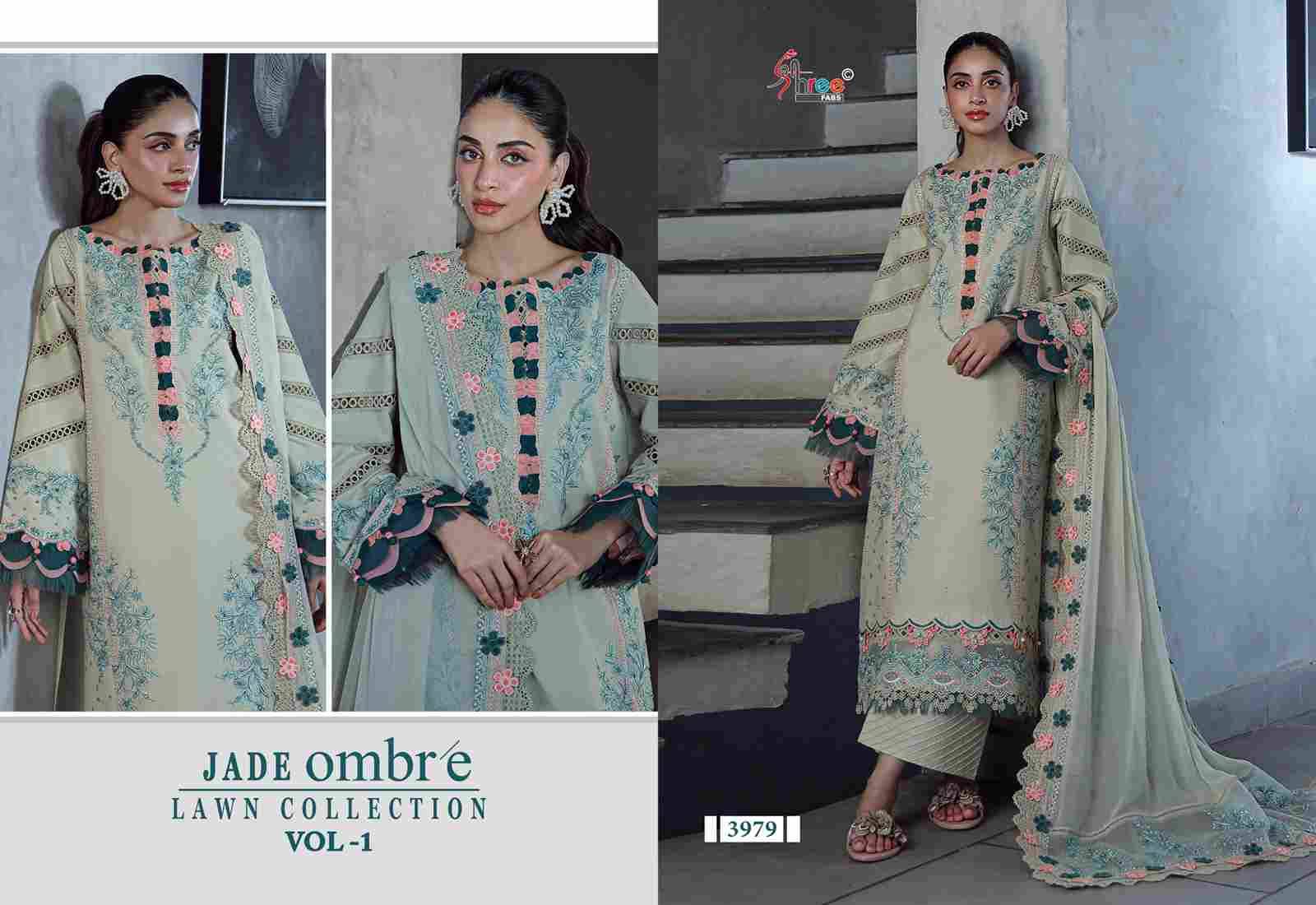 Jade Ombre Lawn Collection Vol-1 By Shree Fabs 3978 To 3981 Series Beautiful Pakistani Suits Colorful Stylish Fancy Casual Wear & Ethnic Wear Pure Cotton Embroidered Dresses At Wholesale Price