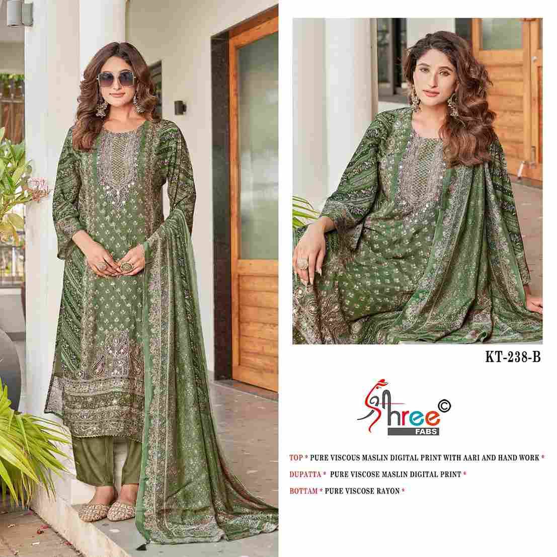 Shree Fabs Hit Design KT-238 Colours By Shree Fabs KT-238 To KT-238-C Series Designer Pakistani Suits Beautiful Fancy Stylish Colorful Party Wear & Occasional Wear Pure Viscose Muslin Embroidery Dresses At Wholesale Price