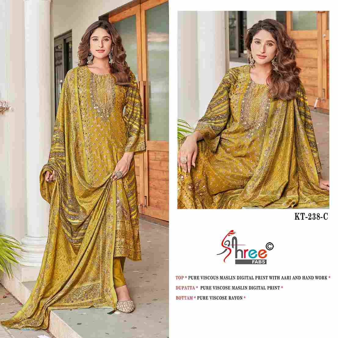 Shree Fabs Hit Design KT-238 Colours By Shree Fabs KT-238 To KT-238-C Series Designer Pakistani Suits Beautiful Fancy Stylish Colorful Party Wear & Occasional Wear Pure Viscose Muslin Embroidery Dresses At Wholesale Price