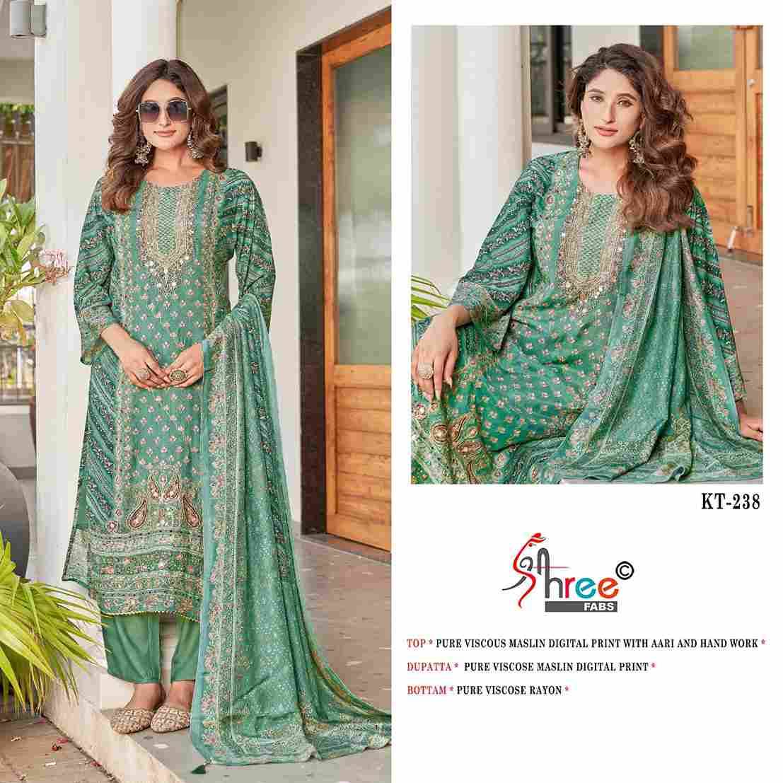 Shree Fabs Hit Design KT-238 Colours By Shree Fabs KT-238 To KT-238-C Series Designer Pakistani Suits Beautiful Fancy Stylish Colorful Party Wear & Occasional Wear Pure Viscose Muslin Embroidery Dresses At Wholesale Price