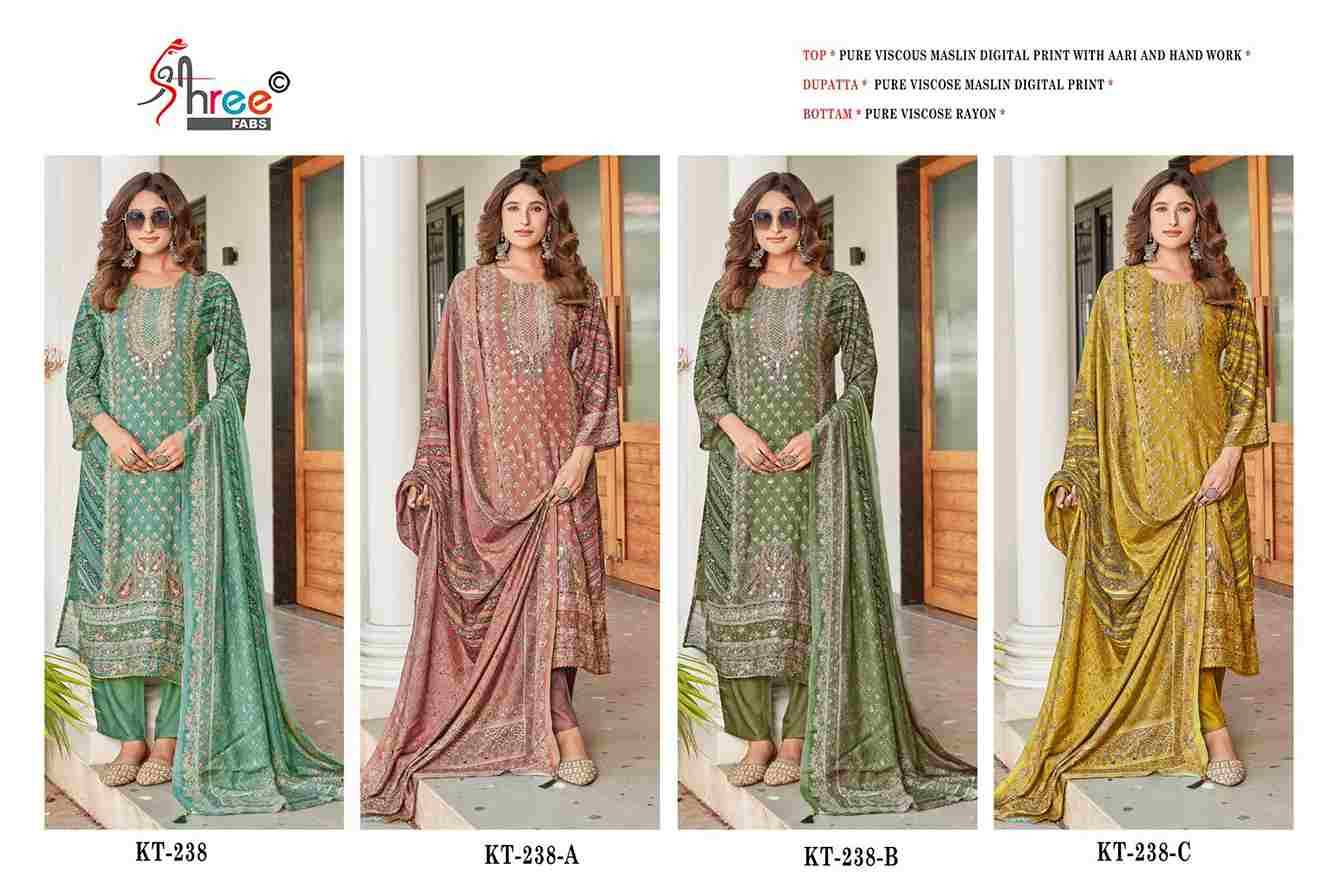 Shree Fabs Hit Design KT-238 Colours By Shree Fabs KT-238 To KT-238-C Series Designer Pakistani Suits Beautiful Fancy Stylish Colorful Party Wear & Occasional Wear Pure Viscose Muslin Embroidery Dresses At Wholesale Price