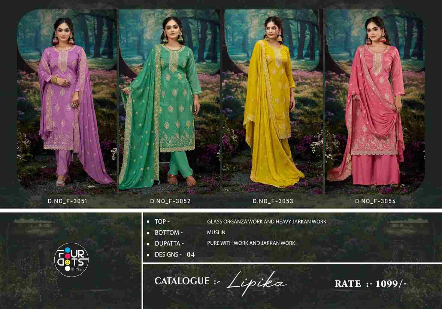 Lipika By Four Dots 3051 To 3054 Series Designer Stylish Fancy Colorful Beautiful Party Wear & Ethnic Wear Collection Organza Dresses At Wholesale Price