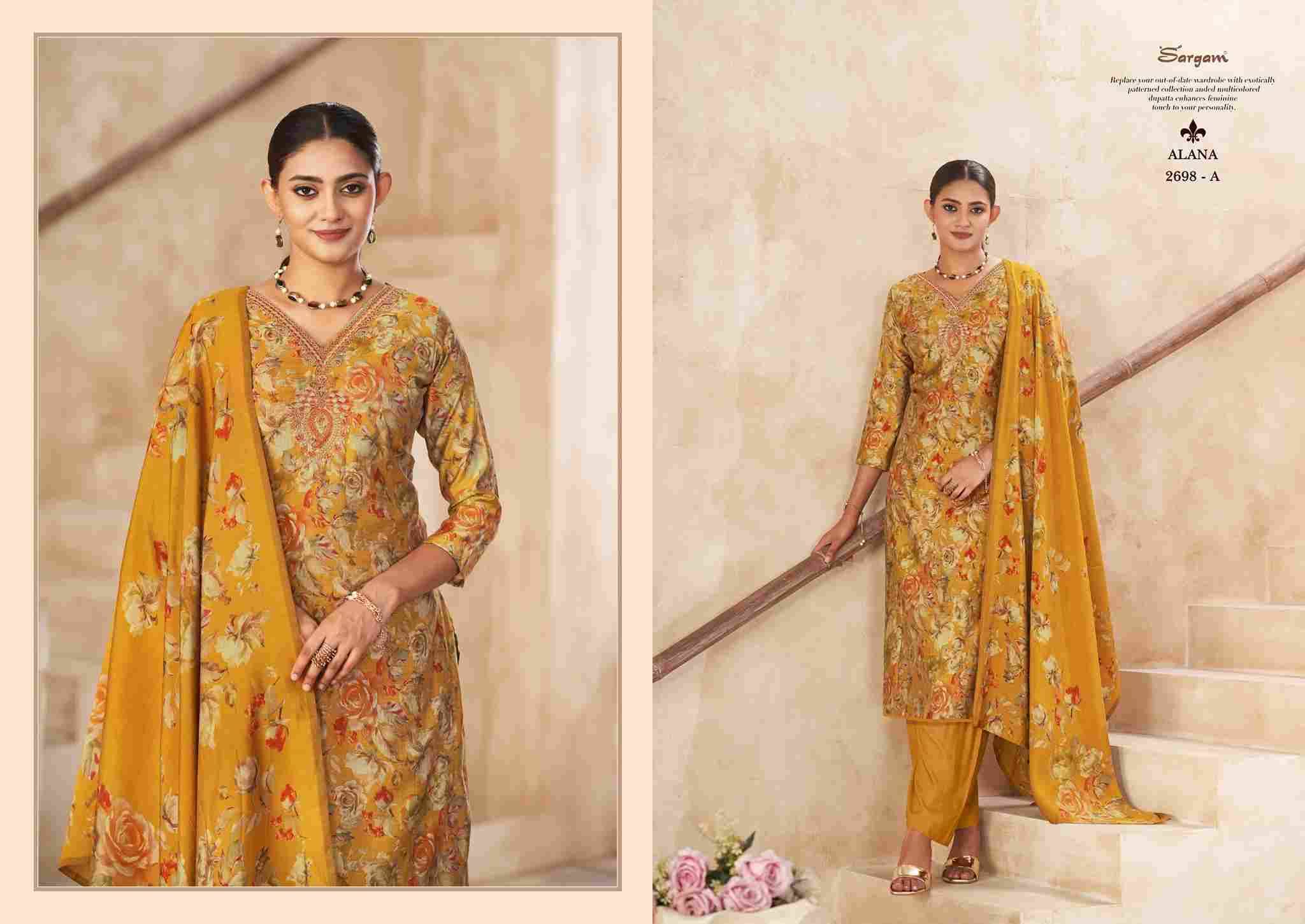Alana By Sargam Prints 2698-A To 2698-D Series Beautiful Festive Suits Stylish Fancy Colorful Casual Wear & Ethnic Wear Pure Viscose Muslin Print Dresses At Wholesale Price
