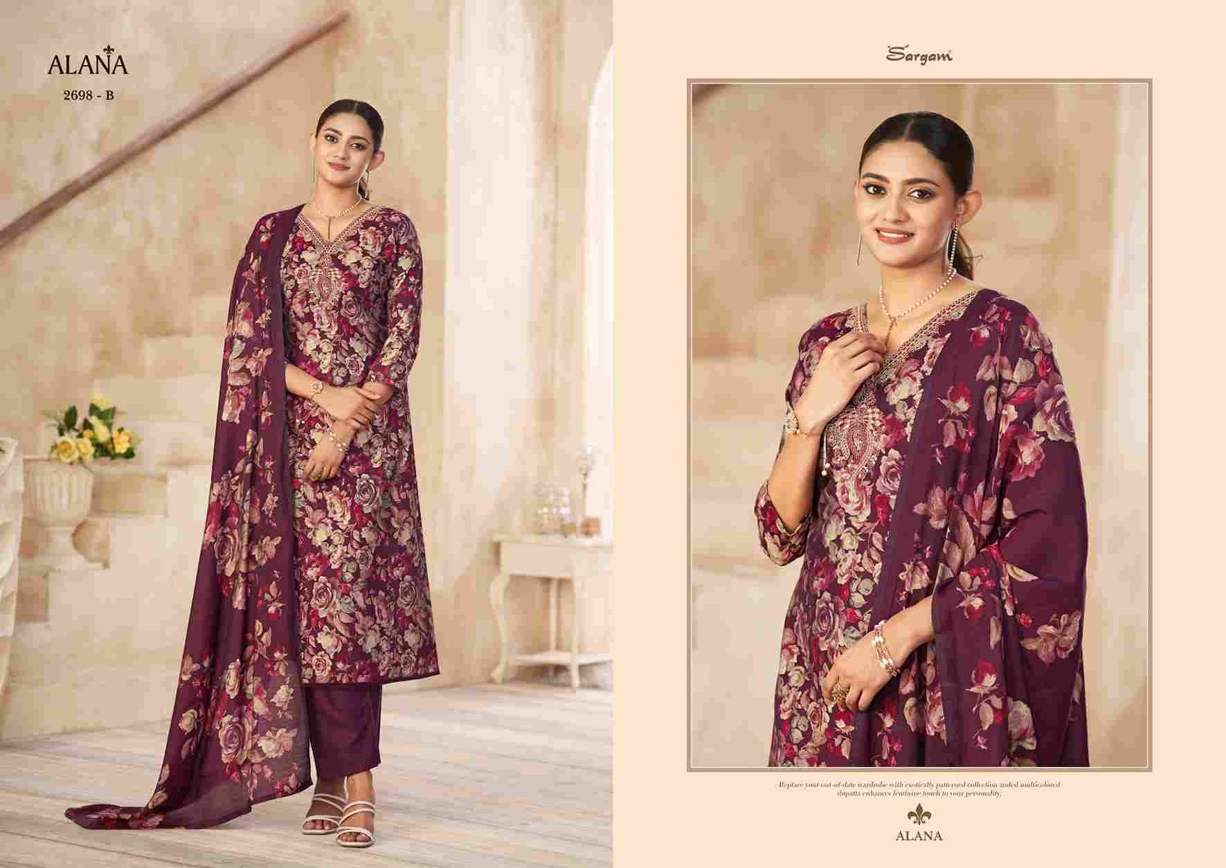 Alana By Sargam Prints 2698-A To 2698-D Series Beautiful Festive Suits Stylish Fancy Colorful Casual Wear & Ethnic Wear Pure Viscose Muslin Print Dresses At Wholesale Price