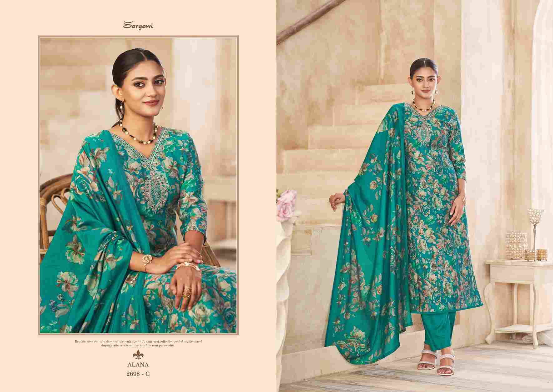 Alana By Sargam Prints 2698-A To 2698-D Series Beautiful Festive Suits Stylish Fancy Colorful Casual Wear & Ethnic Wear Pure Viscose Muslin Print Dresses At Wholesale Price