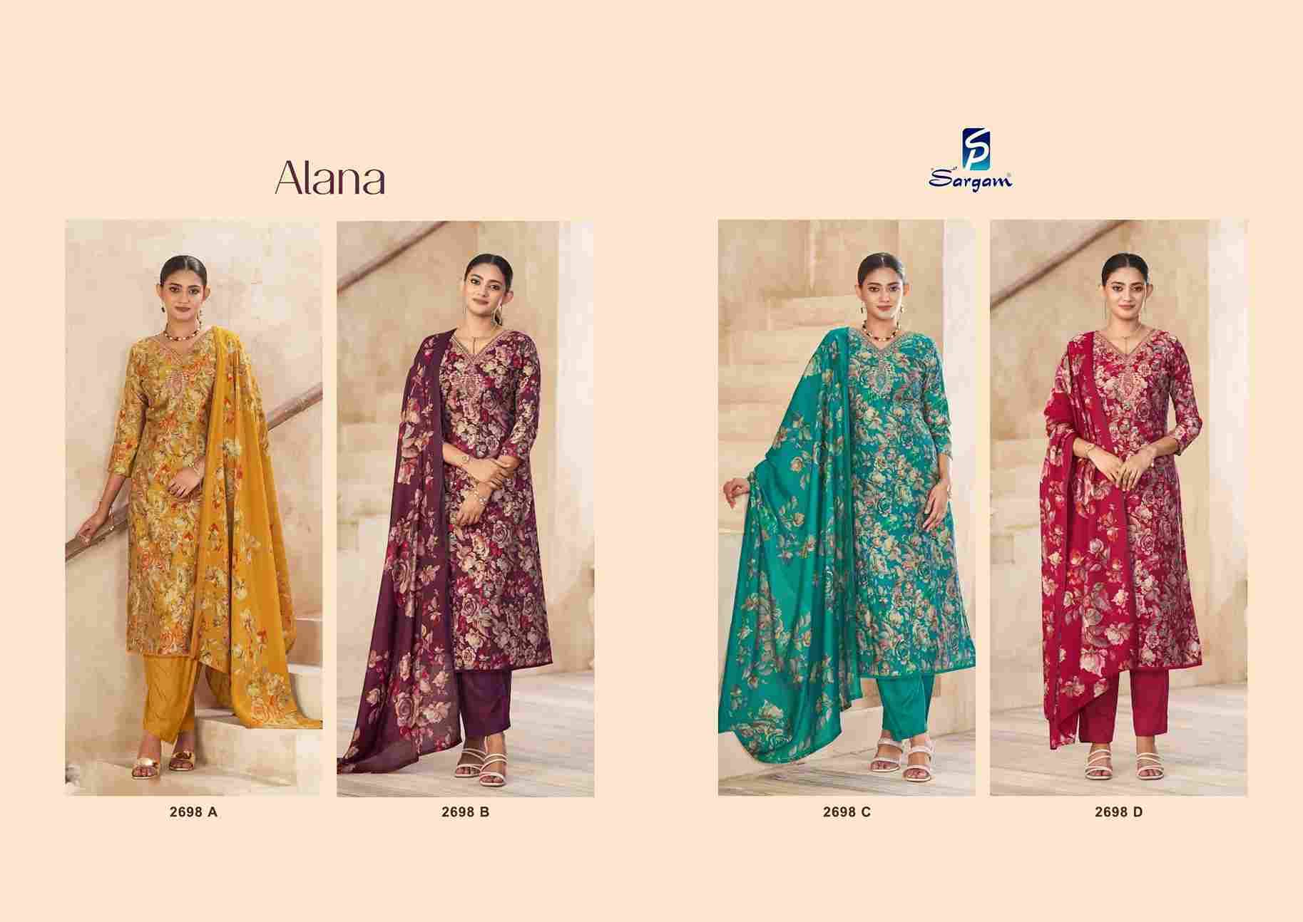 Alana By Sargam Prints 2698-A To 2698-D Series Beautiful Festive Suits Stylish Fancy Colorful Casual Wear & Ethnic Wear Pure Viscose Muslin Print Dresses At Wholesale Price