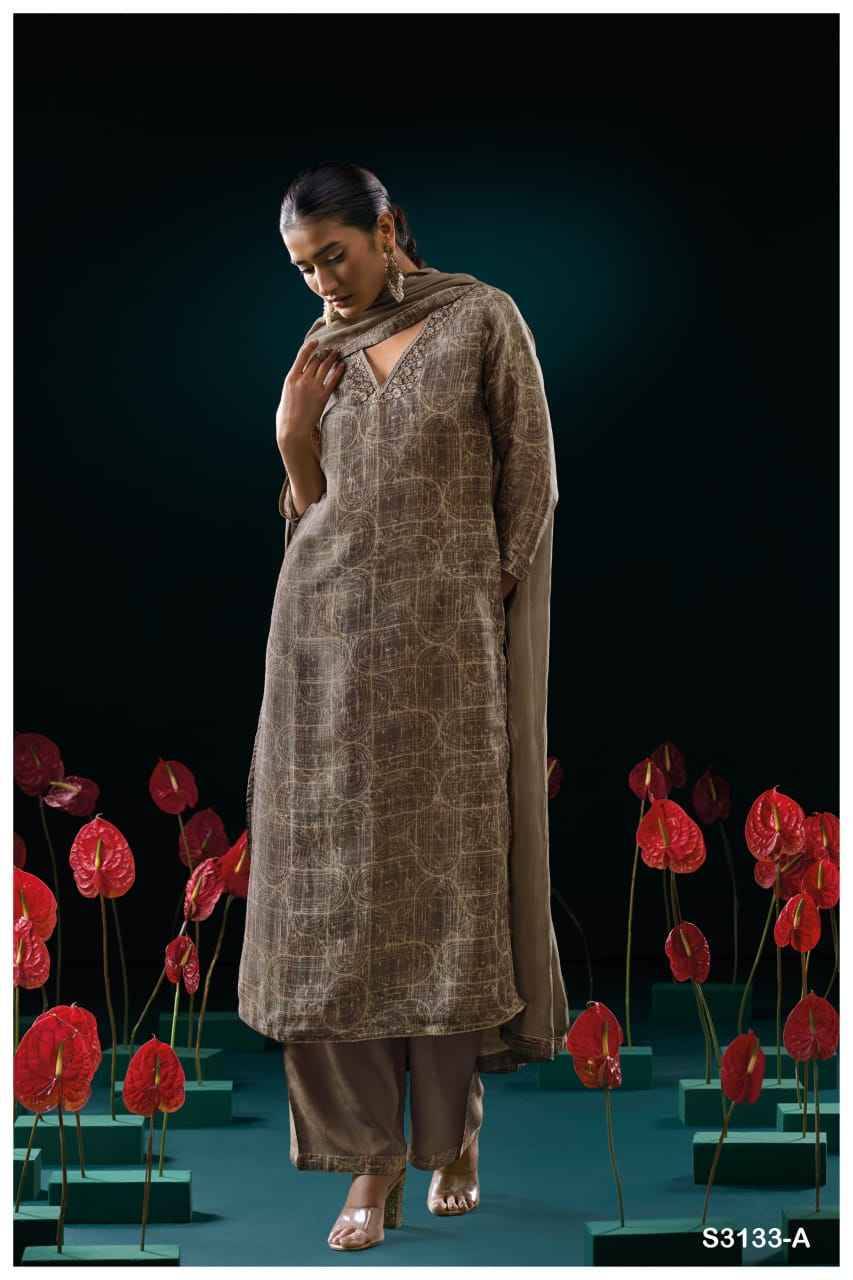 Genie-3133 By Ganga Fashion 3133-A To 3133-B Series Beautiful Festive Suits Colorful Stylish Fancy Casual Wear & Ethnic Wear Pure Bemberg Silk Dresses At Wholesale Price