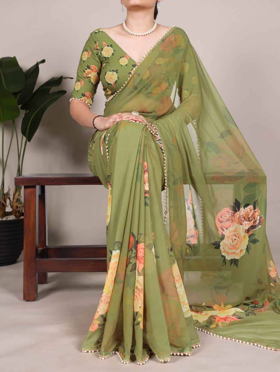 Nirzari By Fashid Wholesale 7007-A To 7007-L Series Indian Traditional Wear Collection Beautiful Stylish Fancy Colorful Party Wear & Occasional Wear Georgette Sarees At Wholesale Price