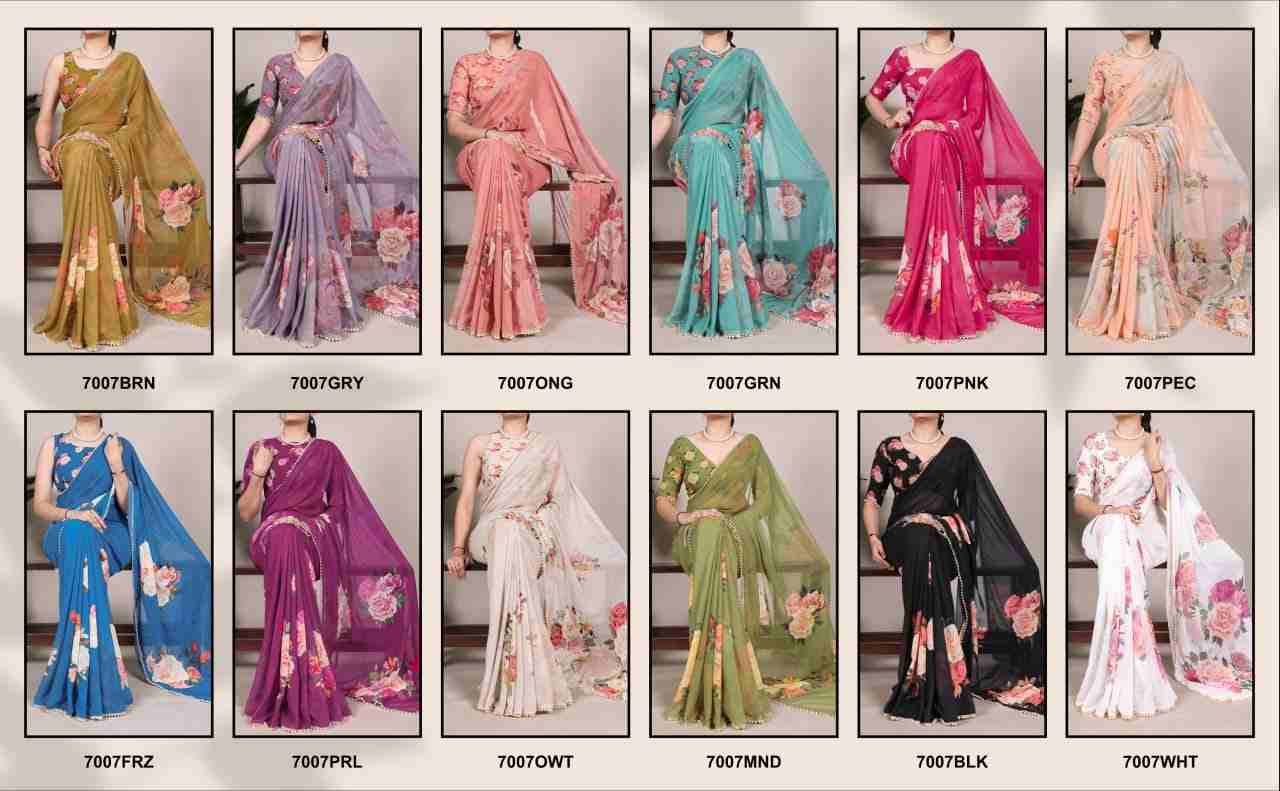 Nirzari By Fashid Wholesale 7007-A To 7007-L Series Indian Traditional Wear Collection Beautiful Stylish Fancy Colorful Party Wear & Occasional Wear Georgette Sarees At Wholesale Price