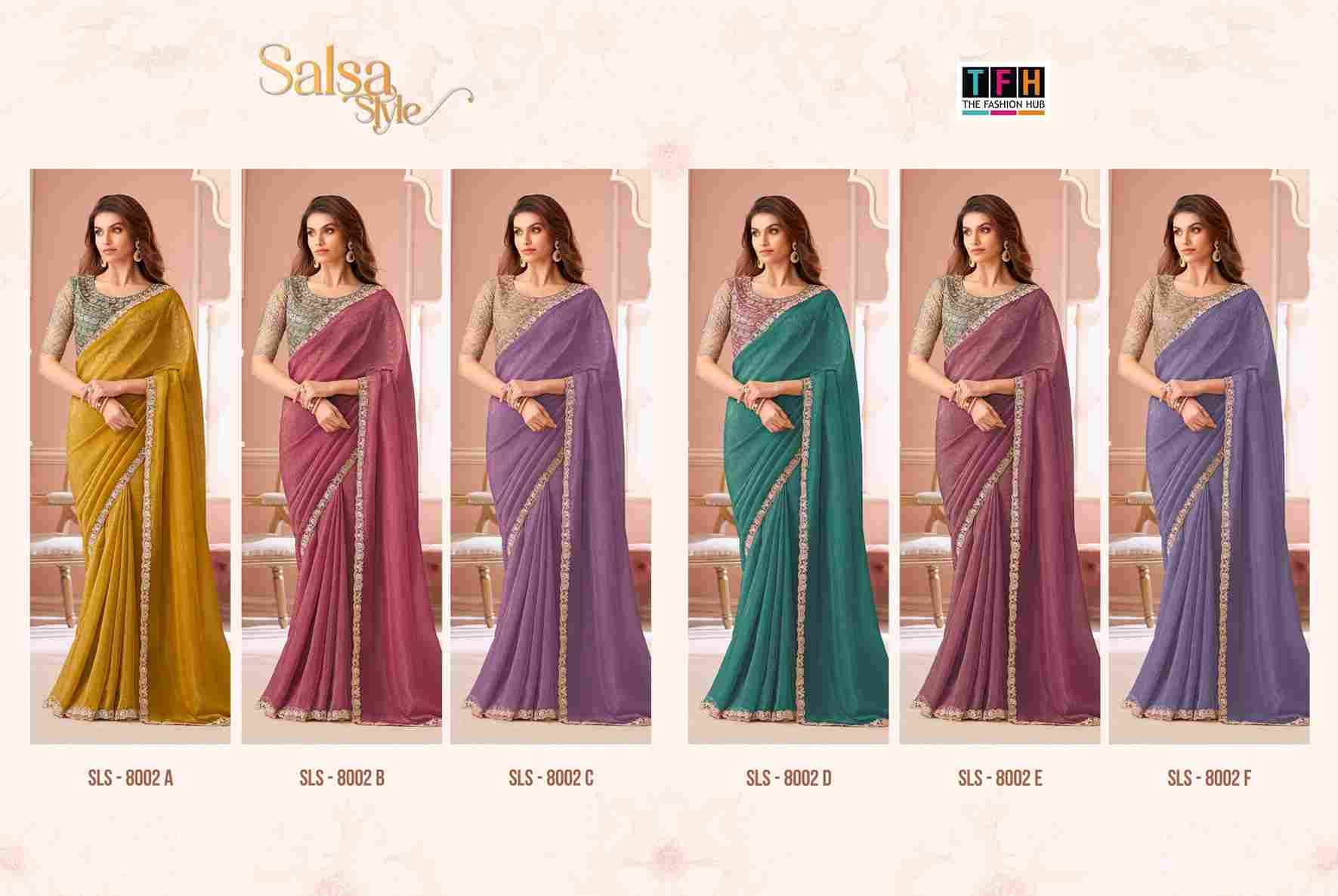 Salsa Style 8002 Colours By TFH 8002-A To 8002-F Series Indian Traditional Wear Collection Beautiful Stylish Fancy Colorful Party Wear & Occasional Wear Georgette Sarees At Wholesale Price