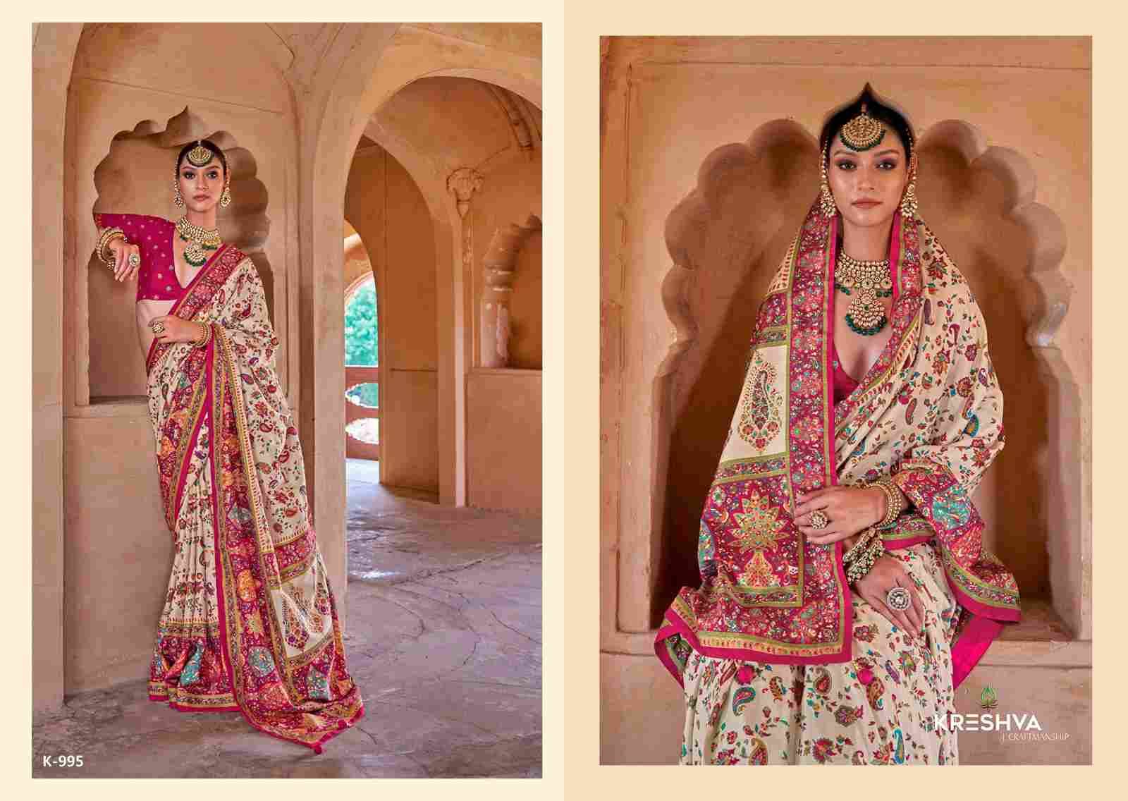 Priyatama By Kreshva 981 To 986 Series Indian Traditional Wear Collection Beautiful Stylish Fancy Colorful Party Wear & Occasional Wear Silk Sarees At Wholesale Price