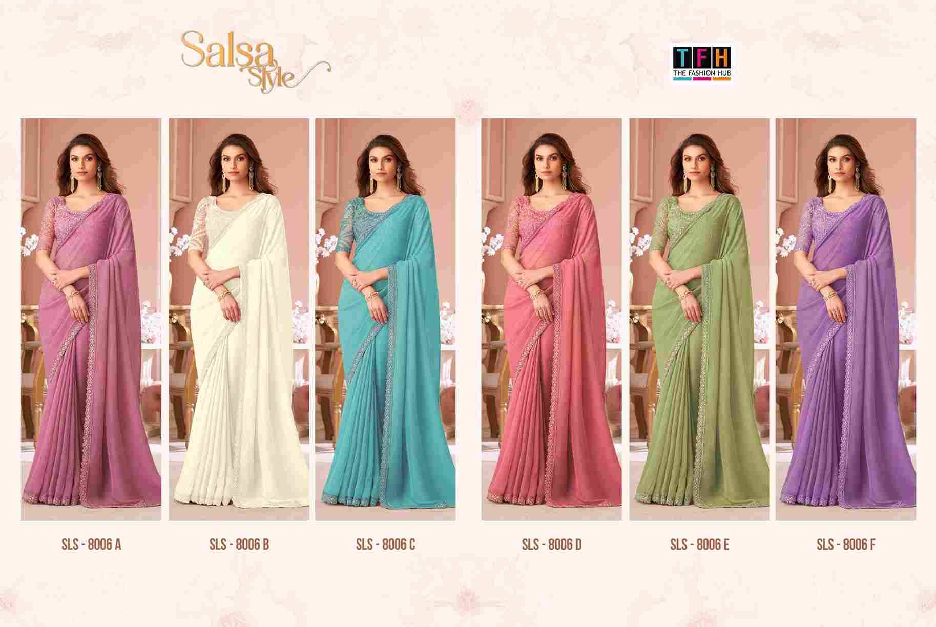 Salsa Style 8006 Colours By TFH 8006-A To 8006-F Series Indian Traditional Wear Collection Beautiful Stylish Fancy Colorful Party Wear & Occasional Wear Georgette Sarees At Wholesale Price