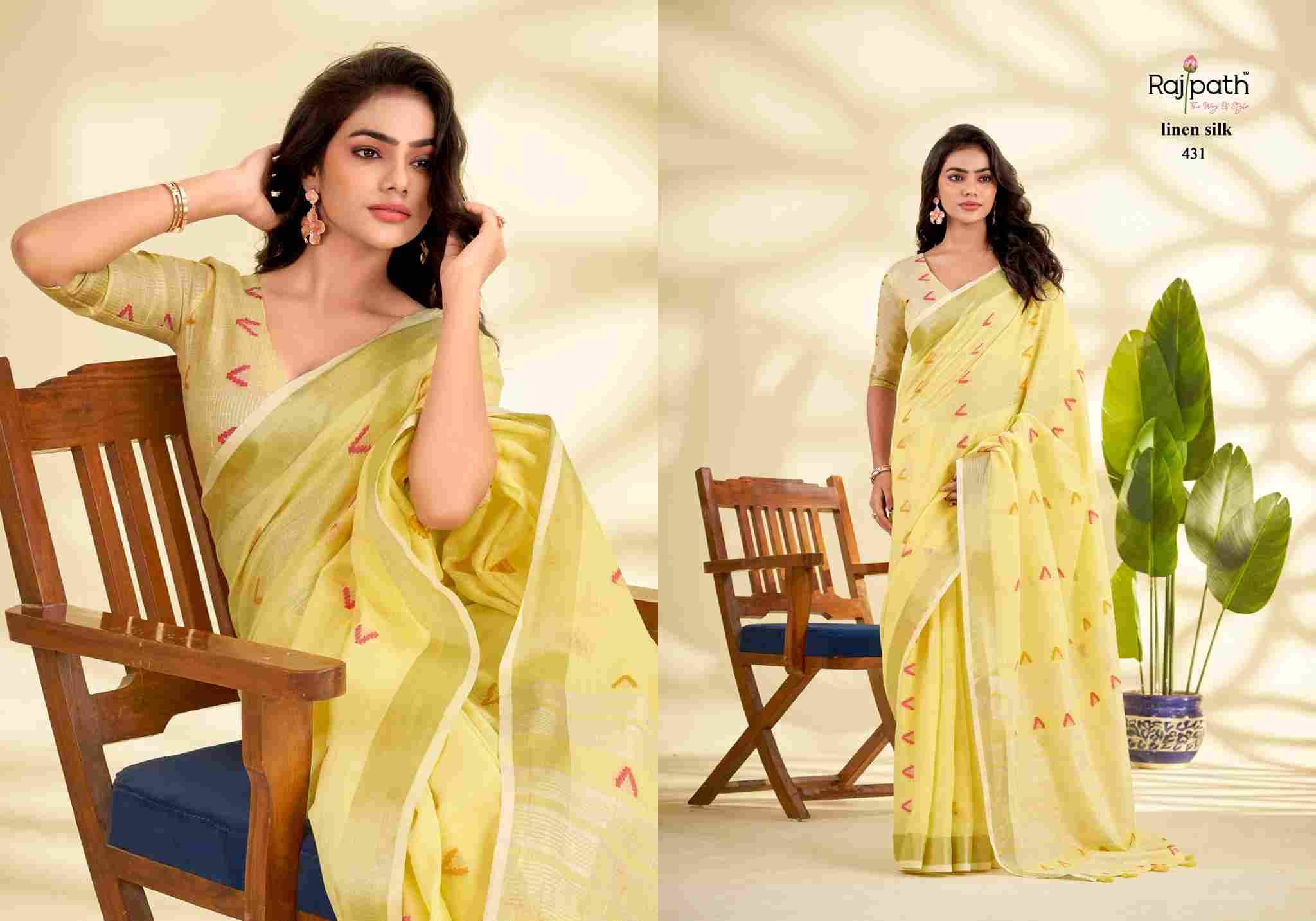 Arrow Silk By Rajpath 430 To 435 Series Indian Traditional Wear Collection Beautiful Stylish Fancy Colorful Party Wear & Occasional Wear Linen Silk Sarees At Wholesale Price