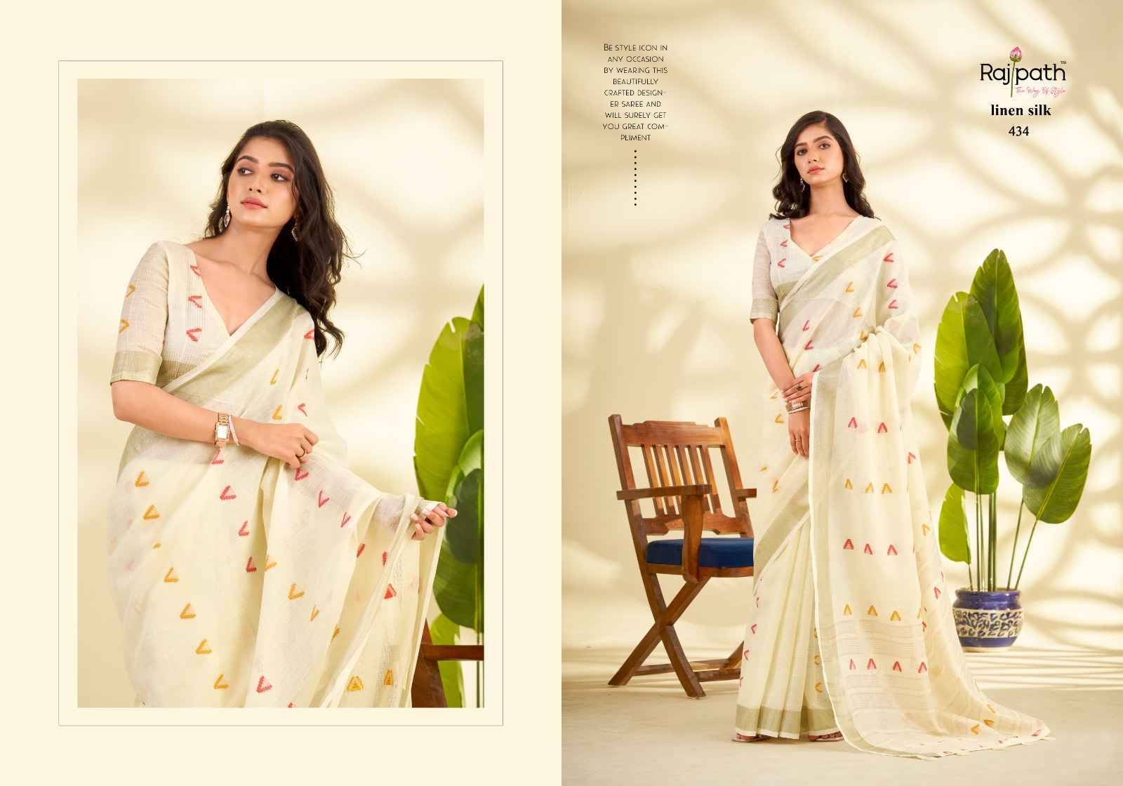 Arrow Silk By Rajpath 430 To 435 Series Indian Traditional Wear Collection Beautiful Stylish Fancy Colorful Party Wear & Occasional Wear Linen Silk Sarees At Wholesale Price