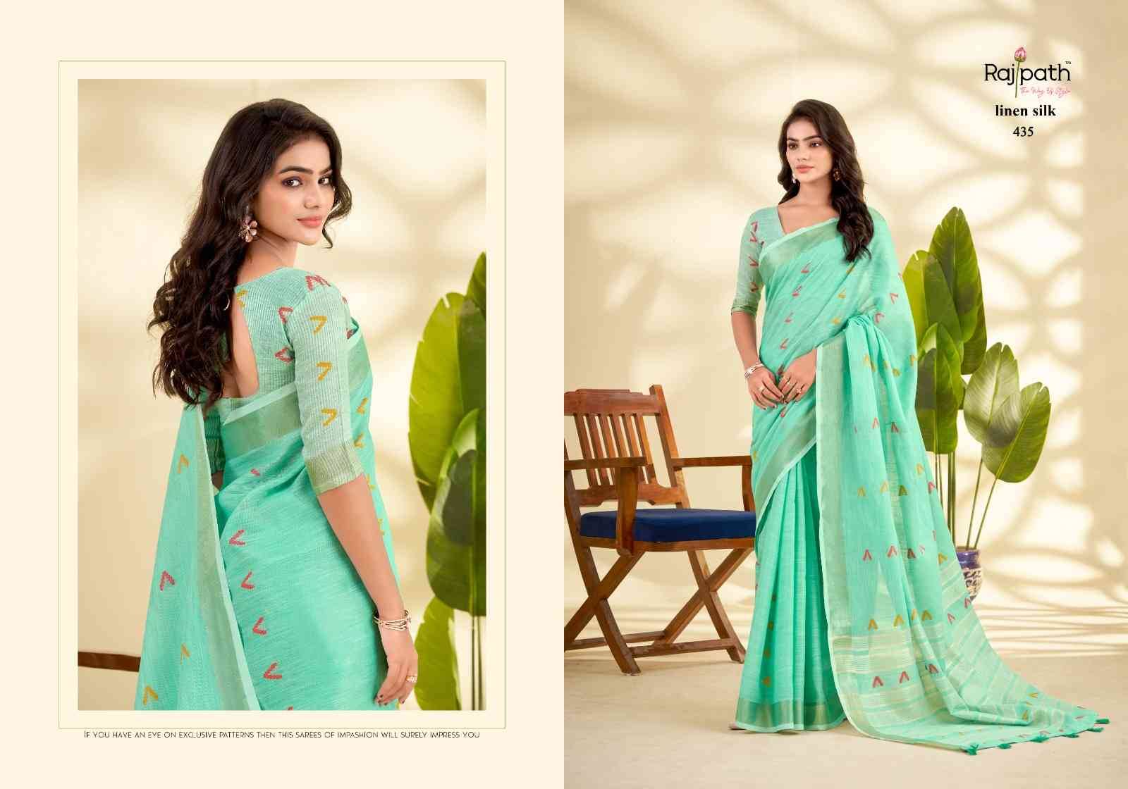 Arrow Silk By Rajpath 430 To 435 Series Indian Traditional Wear Collection Beautiful Stylish Fancy Colorful Party Wear & Occasional Wear Linen Silk Sarees At Wholesale Price