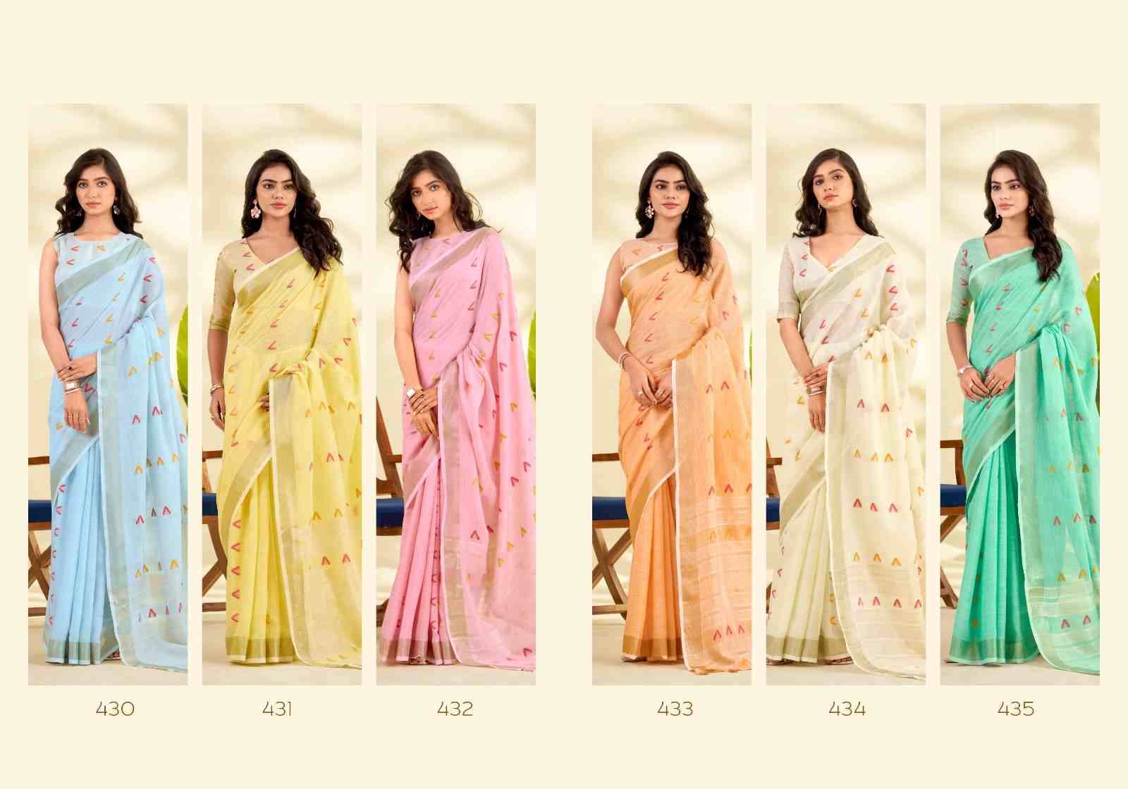 Arrow Silk By Rajpath 430 To 435 Series Indian Traditional Wear Collection Beautiful Stylish Fancy Colorful Party Wear & Occasional Wear Linen Silk Sarees At Wholesale Price