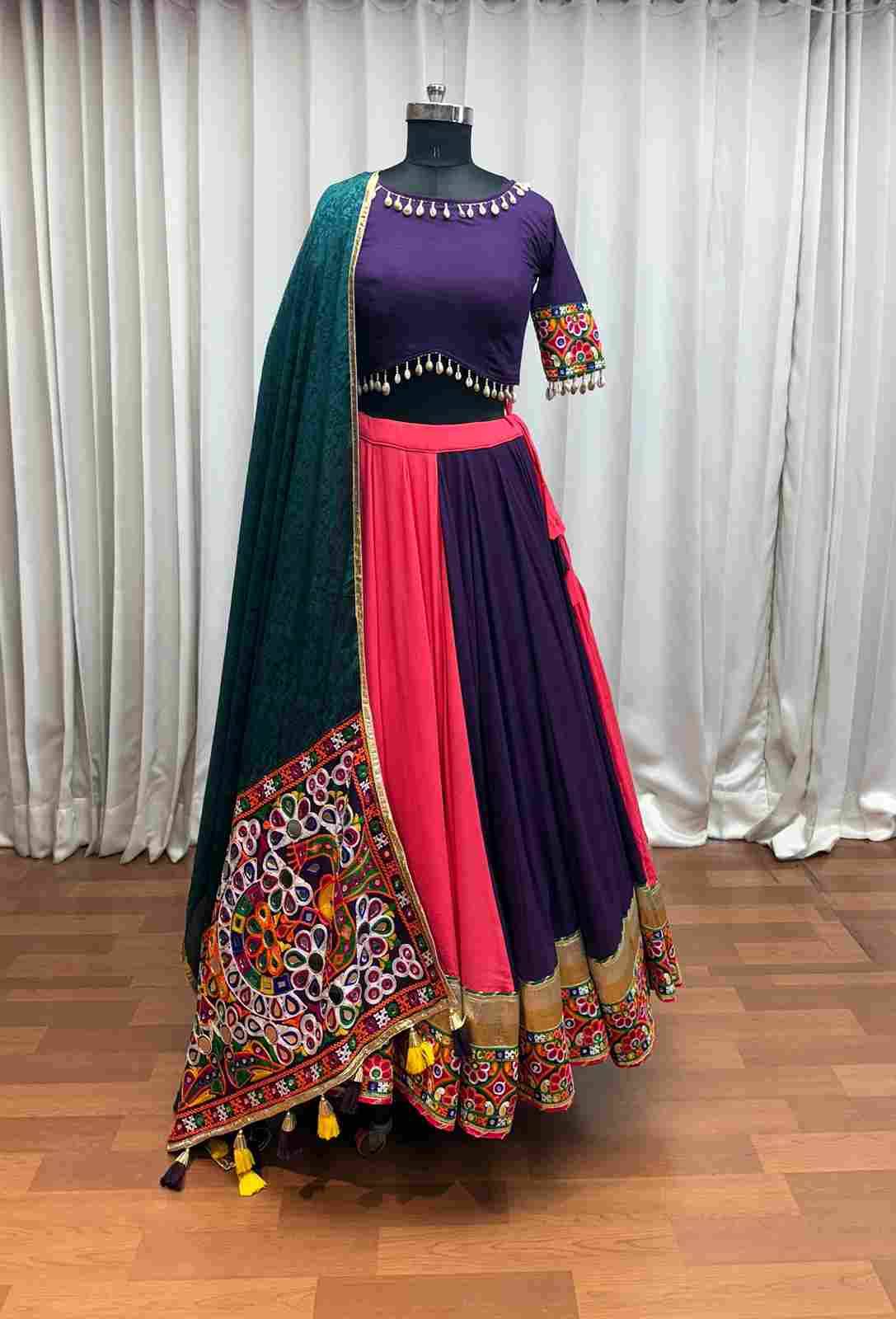 Raas Vol-27 By Shubhkala 11081 To 11087 Series Navratri Wear Collection Beautiful Stylish Colorful Fancy Party Wear & Occasional Wear Viscose Cotton Lehengas At Wholesale Price