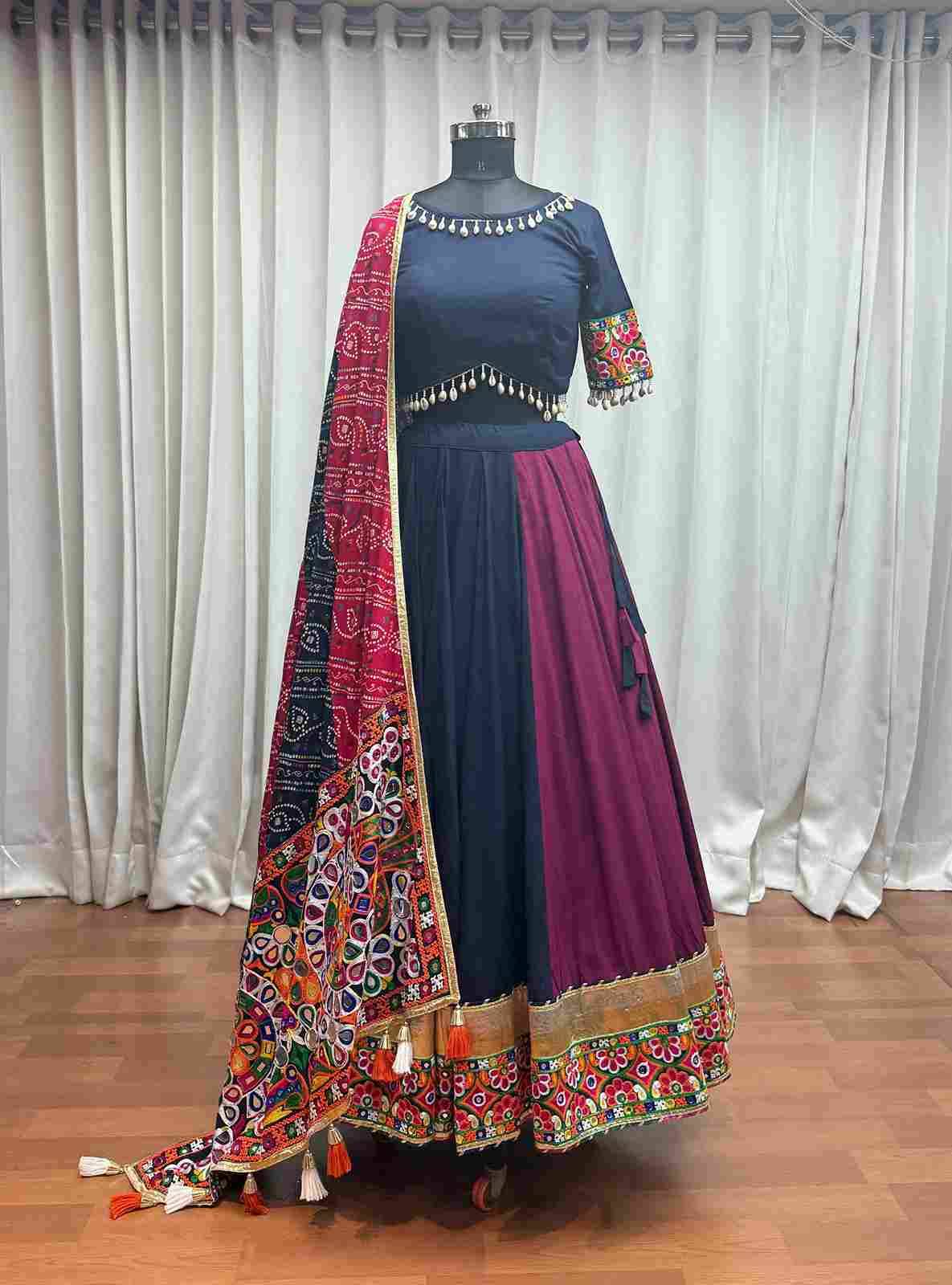 Raas Vol-27 By Shubhkala 11081 To 11087 Series Navratri Wear Collection Beautiful Stylish Colorful Fancy Party Wear & Occasional Wear Viscose Cotton Lehengas At Wholesale Price