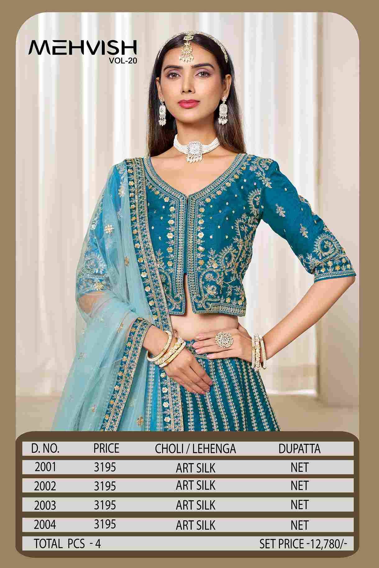 Mehvish Vol-20 By Fashid Wholesale 2001 To 2004 Series Designer Beautiful Collection Occasional Wear & Party Wear Art Silk Lehengas At Wholesale Price
